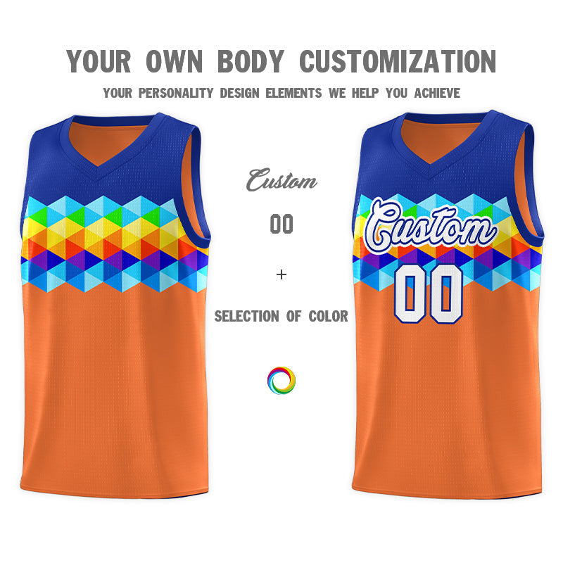 Custom Royal Orange-White Personalized Colorful Basketball Jersey Kits