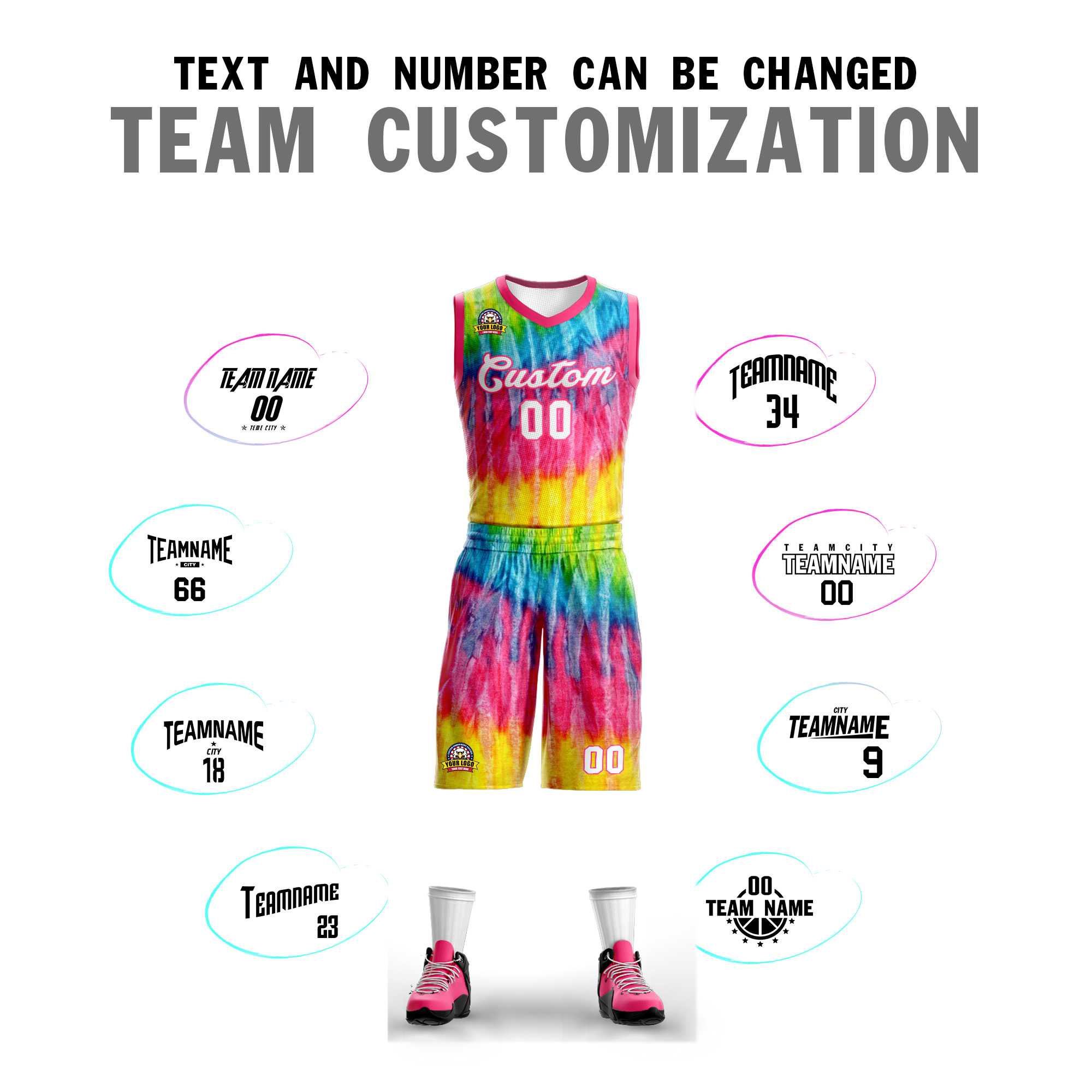 Custom Pink White-Pink Graffiti Pattern Kits Mesh Basketball Jersey