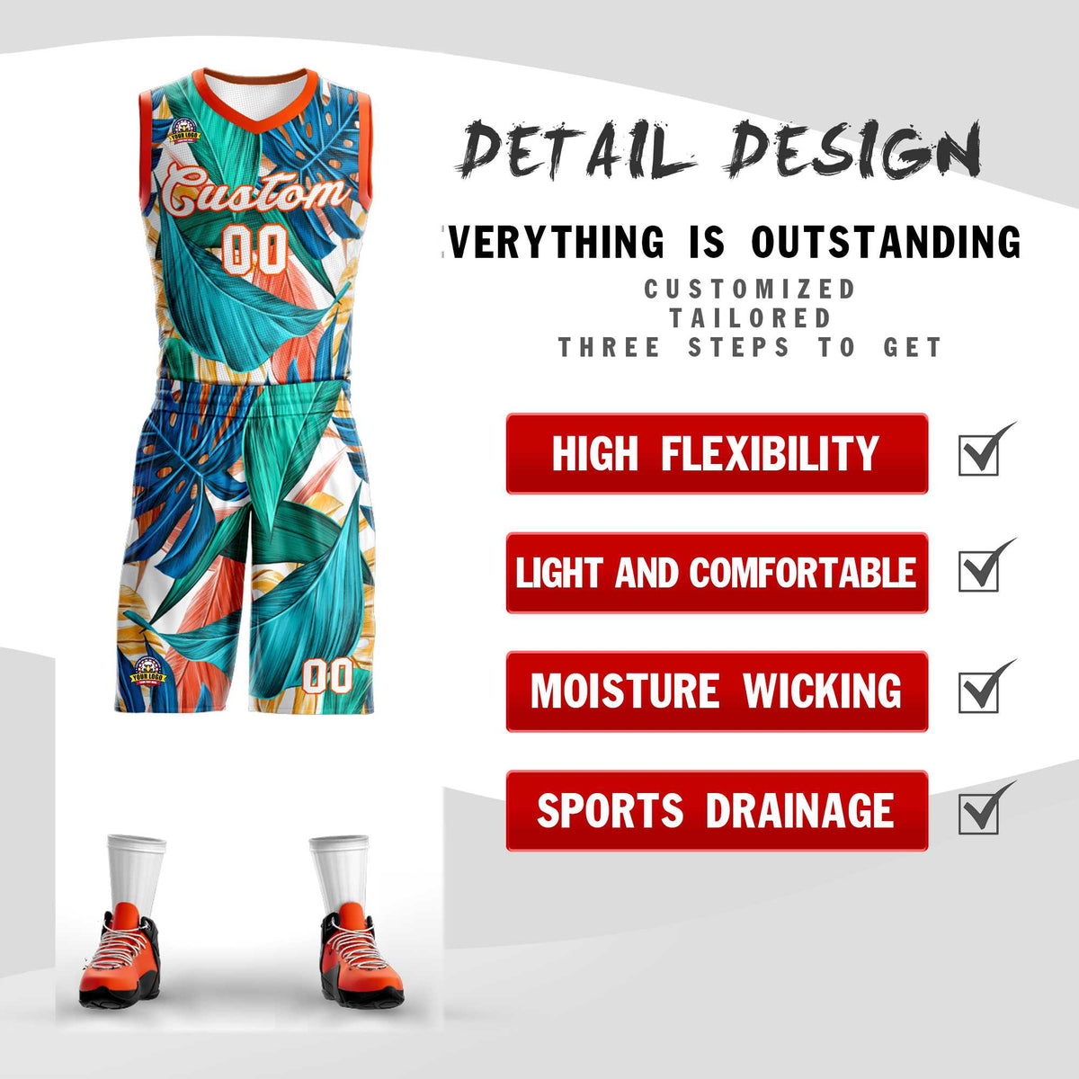 Maillot de basket-ball personnalisé en maille avec motif graffiti vert, blanc et orange