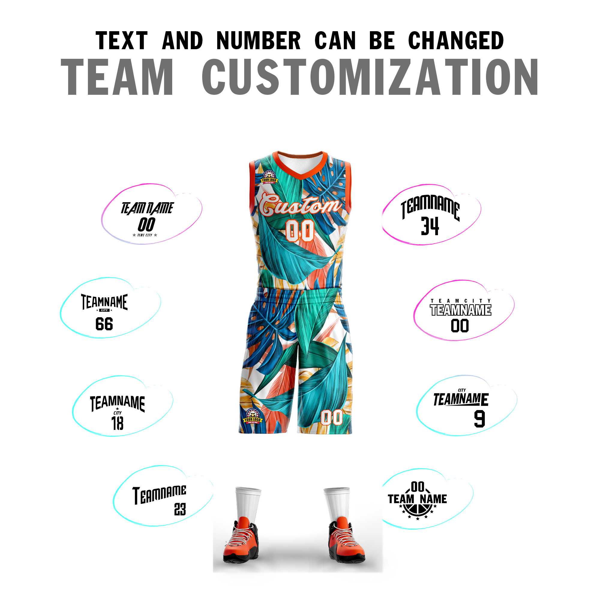 Custom Green White-Orange Graffiti Pattern Kits Mesh Basketball Jersey