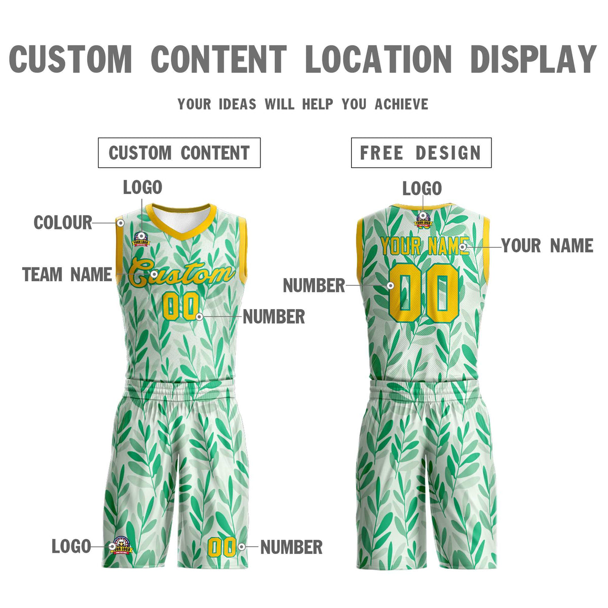 Custom Green Yellow-Yellow Graffiti Pattern Kits Mesh Basketball Jersey