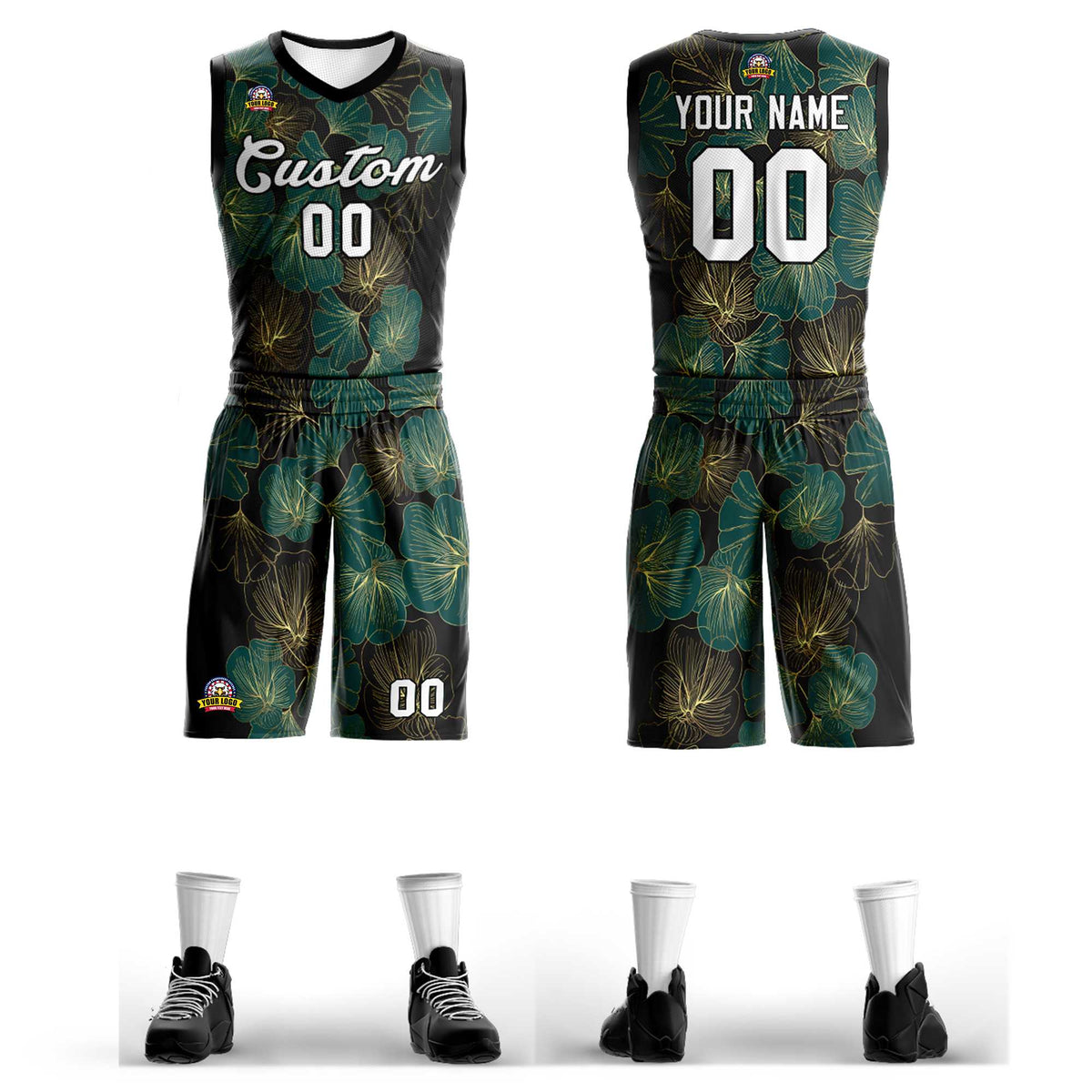 Custom Green White-Black Graffiti Pattern Kits Mesh Basketball Jersey