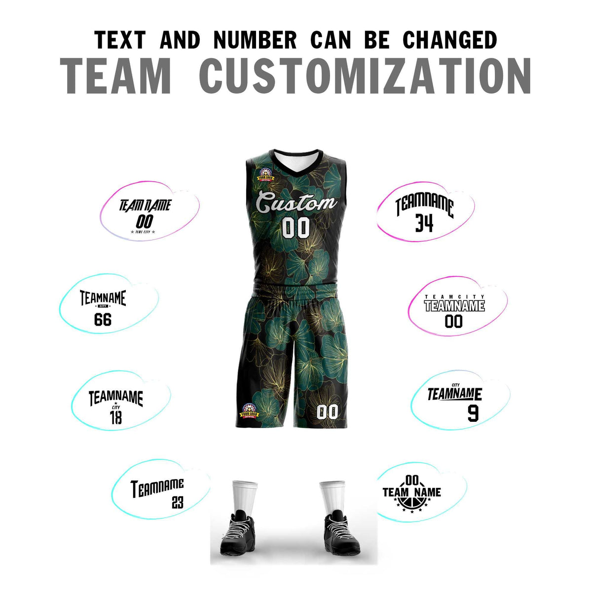 Custom Green White-Black Graffiti Pattern Kits Mesh Basketball Jersey