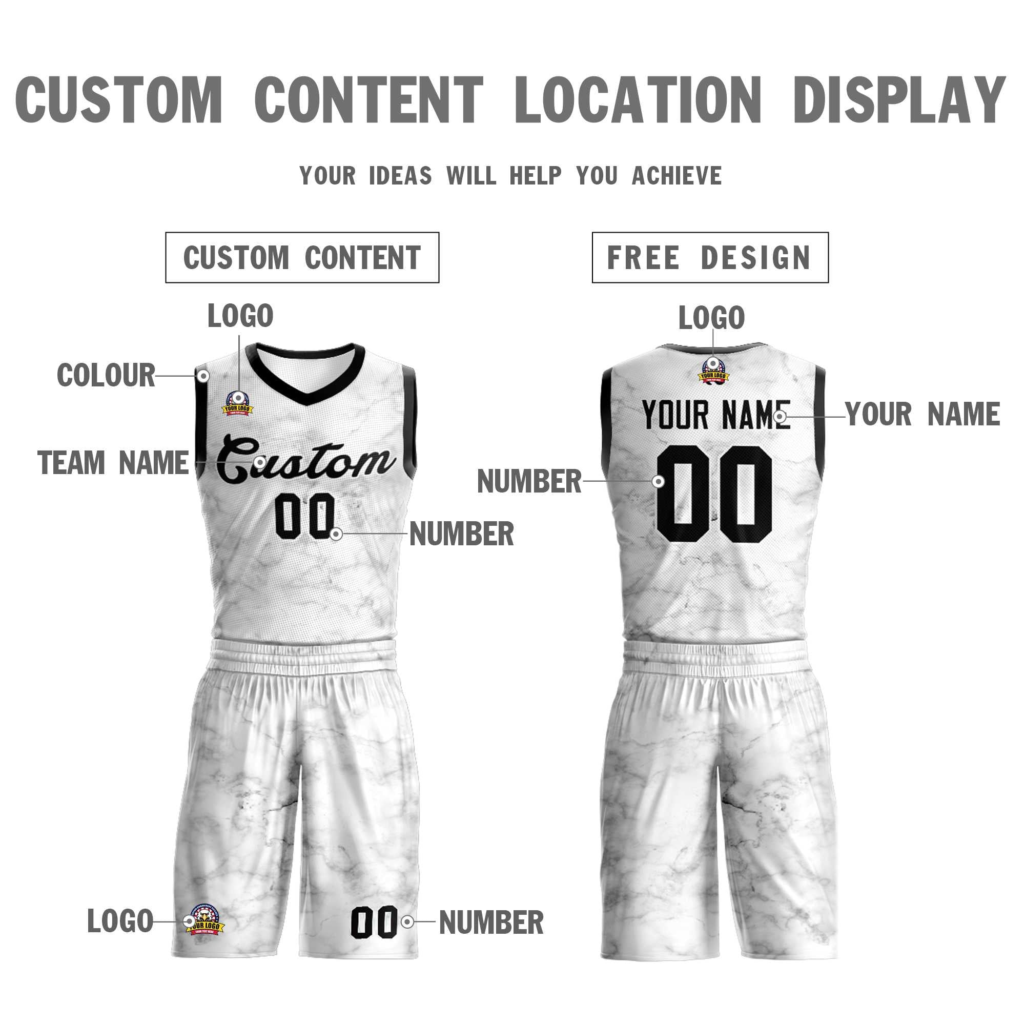 Custom White Black-White Graffiti Pattern Kits Mesh Basketball Jersey