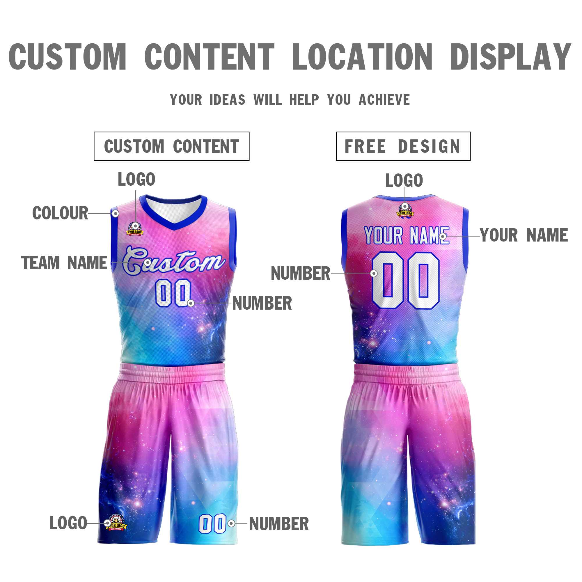 Custom Pink White-Royal Graffiti Pattern Kits Mesh Basketball Jersey