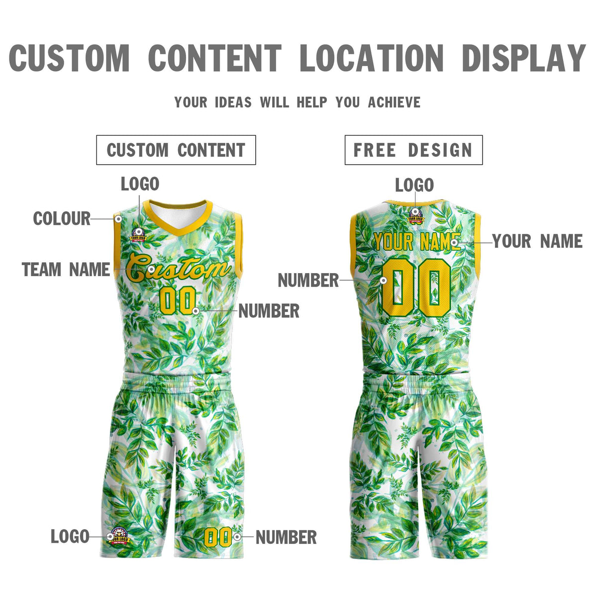 Custom Green Yellow-Yellow Graffiti Pattern Kits Mesh Basketball Jersey