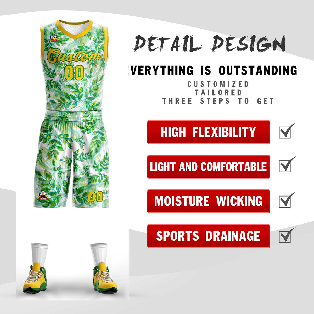 Custom Green Yellow-Yellow Graffiti Pattern Kits Mesh Basketball Jersey
