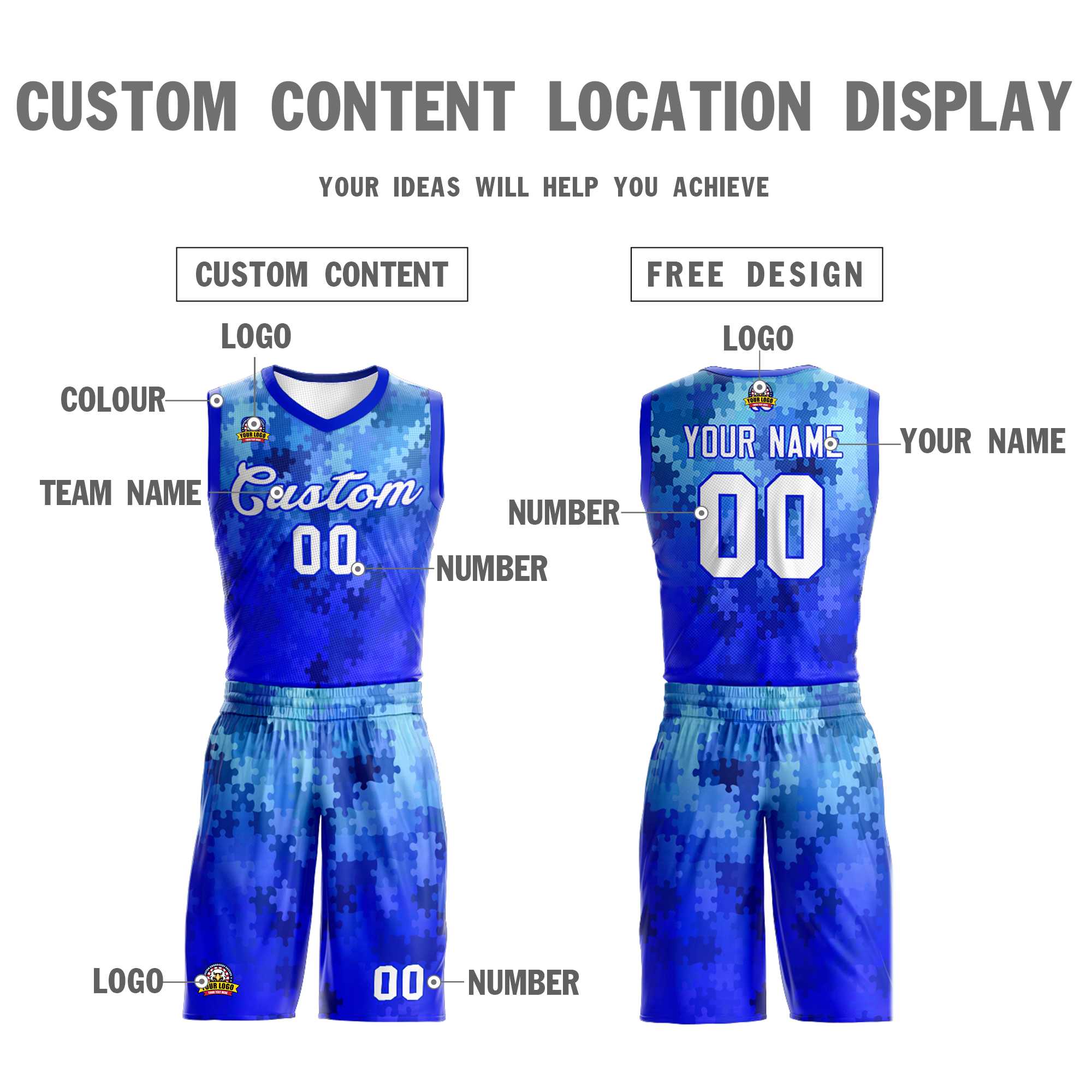 Custom Royal White-Royal Graffiti Pattern Kits Mesh Basketball Jersey