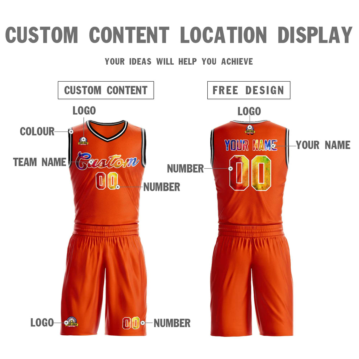 Custom Orange White Graffiti Pattern Kits Mesh Basketball Jersey