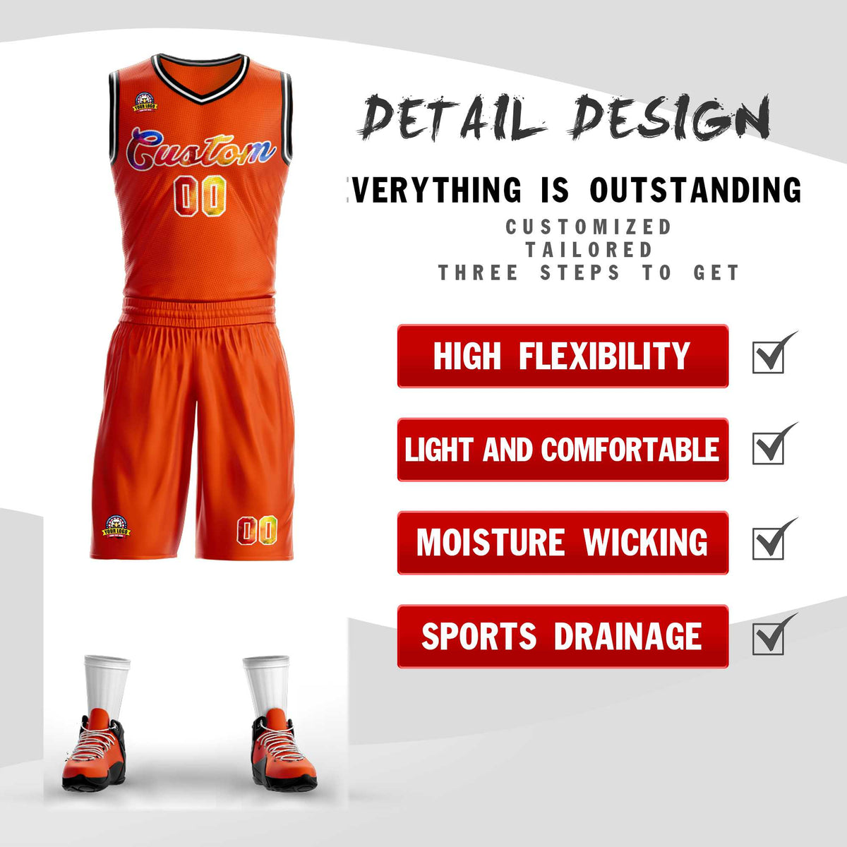 Custom Orange White Graffiti Pattern Kits Mesh Basketball Jersey