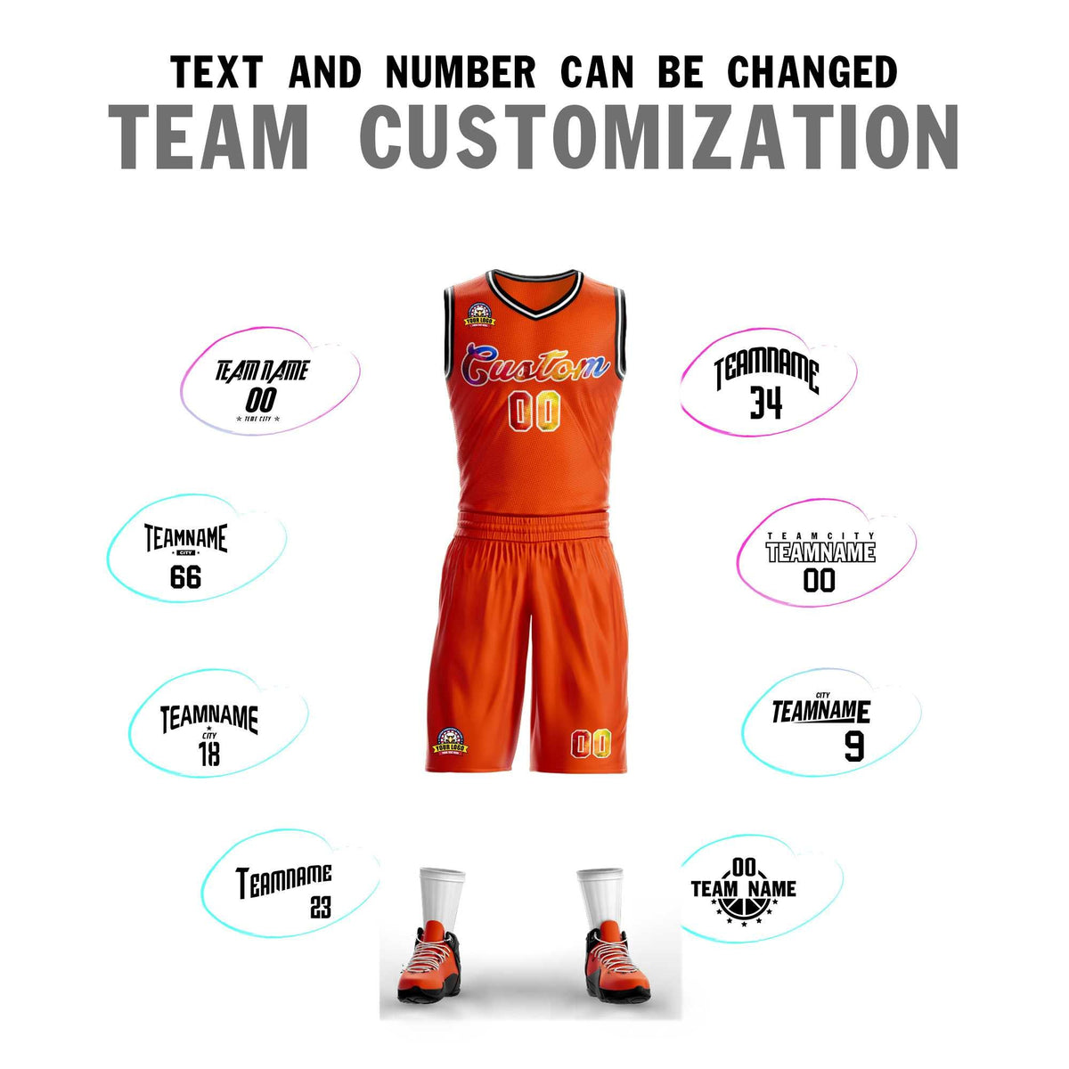 Custom Orange White Graffiti Pattern Kits Mesh Basketball Jersey