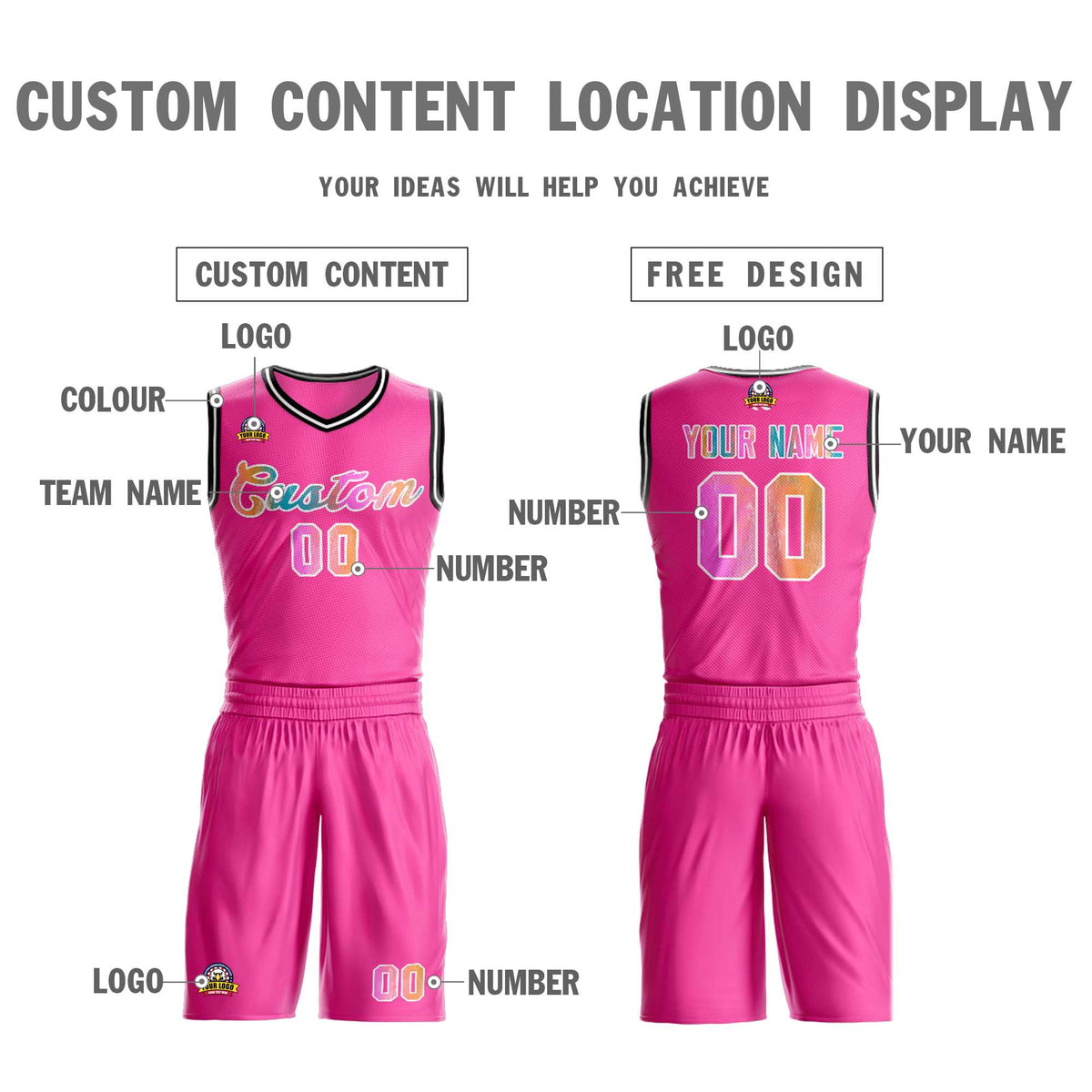 Custom Pink White Graffiti Pattern Kits Mesh Basketball Jersey