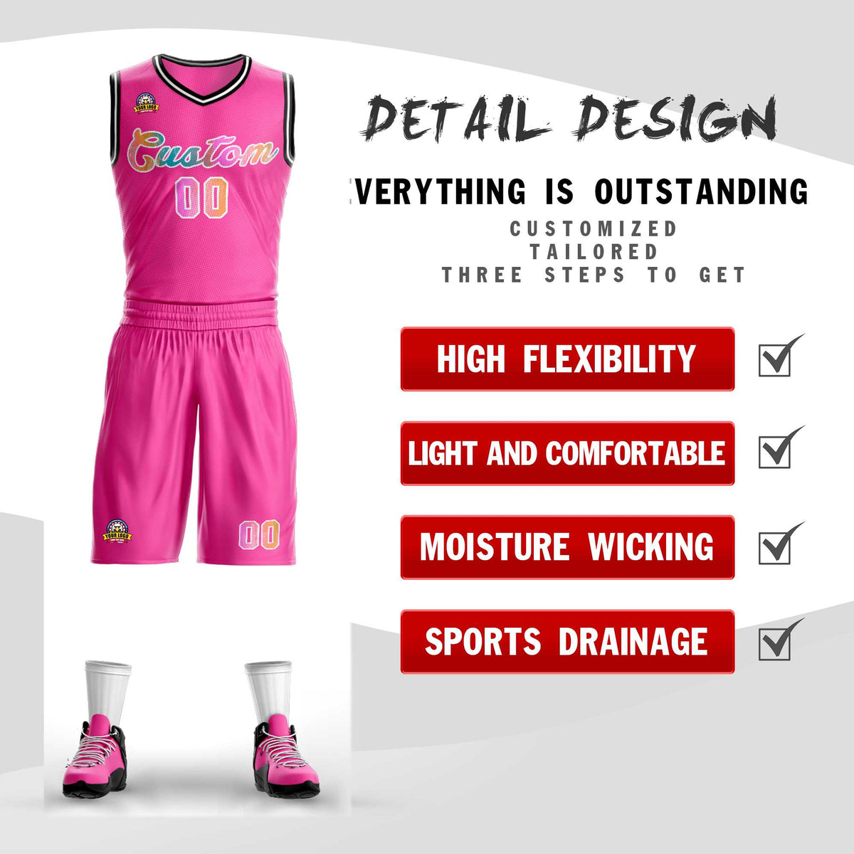 Custom Pink White Graffiti Pattern Kits Mesh Basketball Jersey