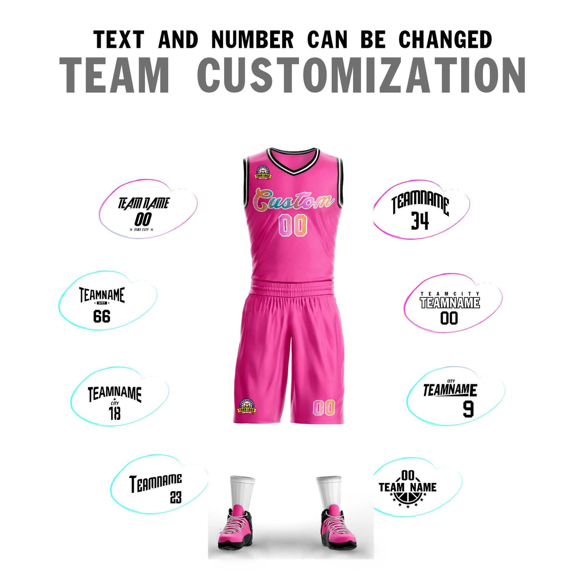 Custom Pink White Graffiti Pattern Kits Mesh Basketball Jersey