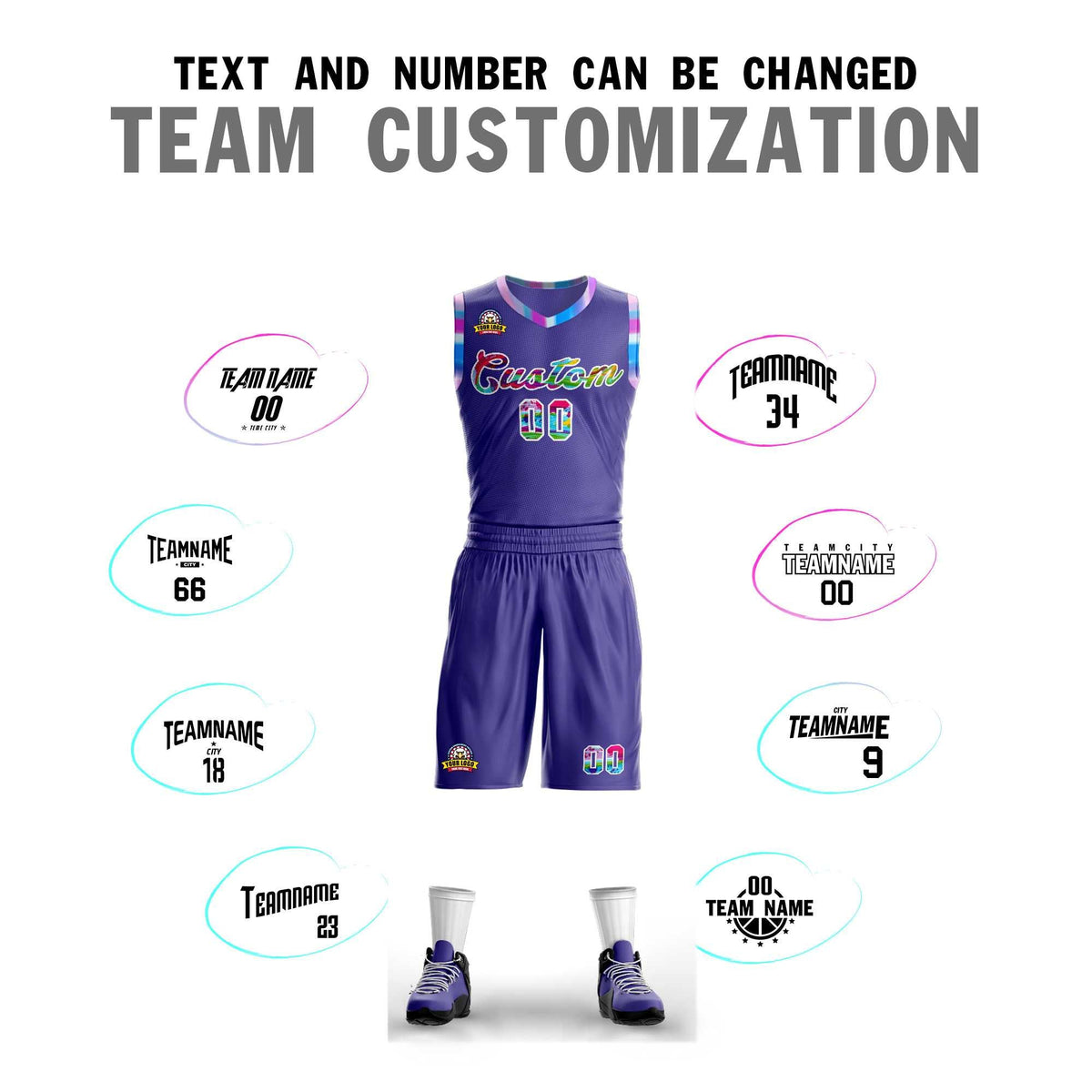 Custom Purple White-Pink Graffiti Pattern Kits Mesh Basketball Jersey