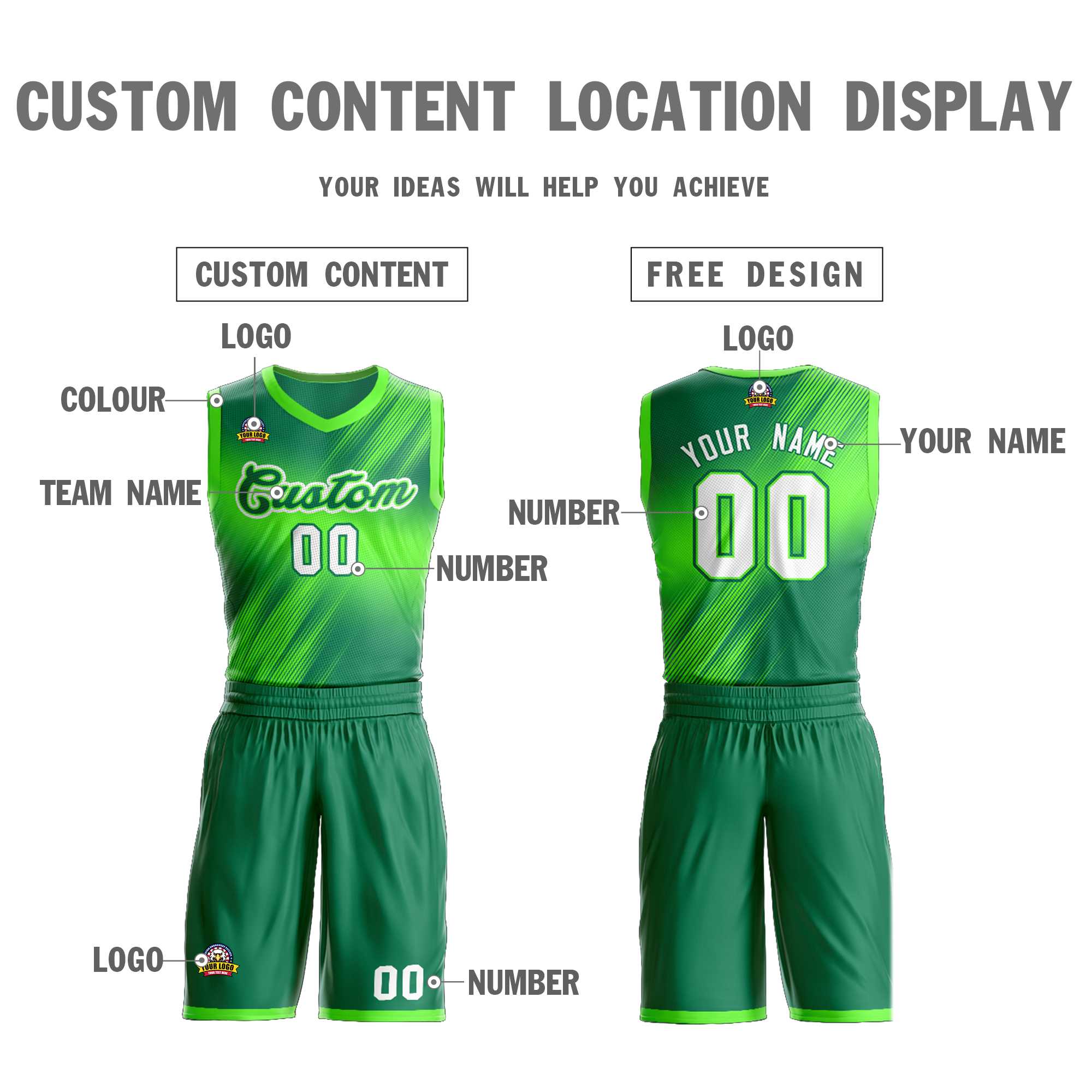 Custom Green White-Green Gradient Fashion Kits Slash Basketball Jersey