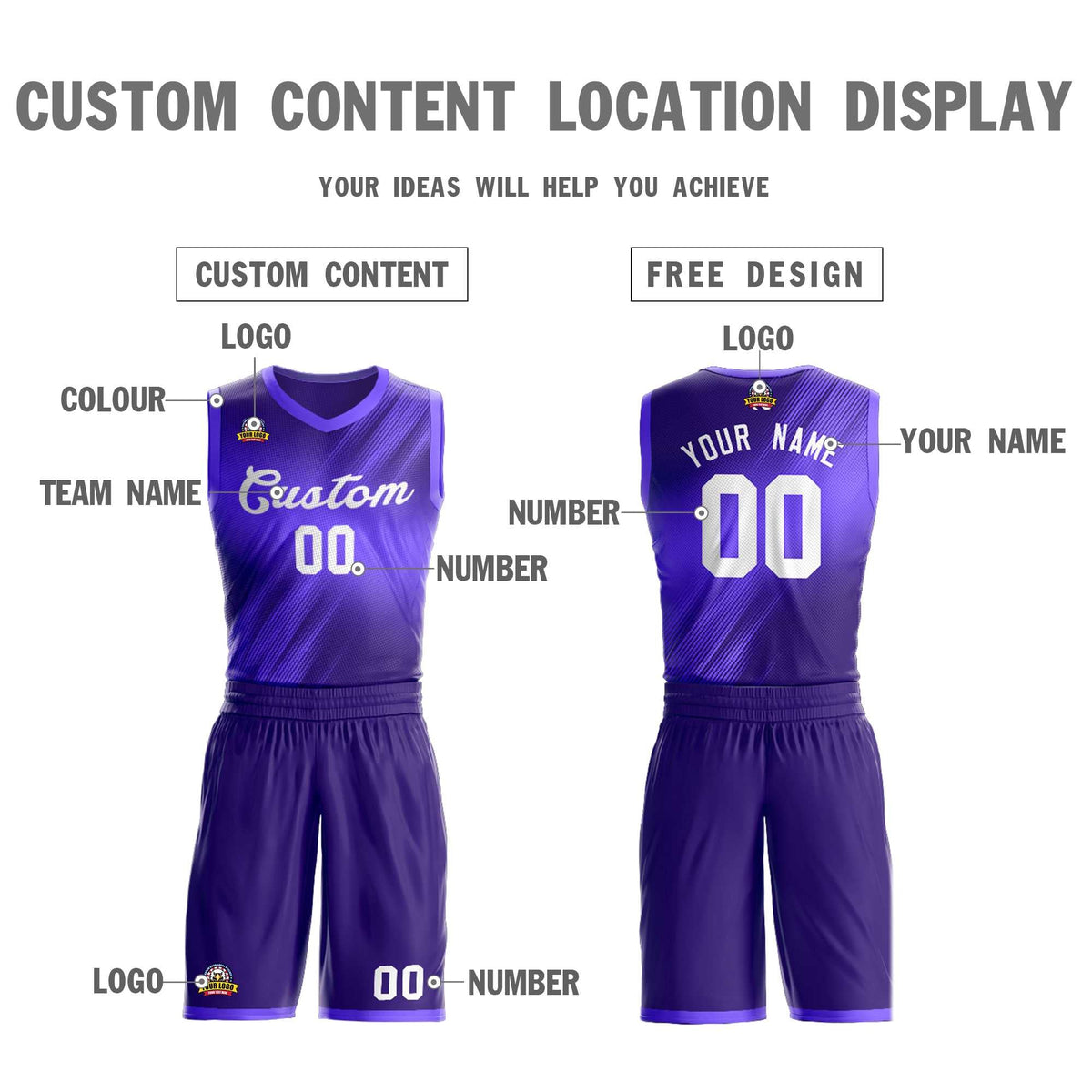 Custom Purple White Gradient Fashion Kits Slash Basketball Jersey