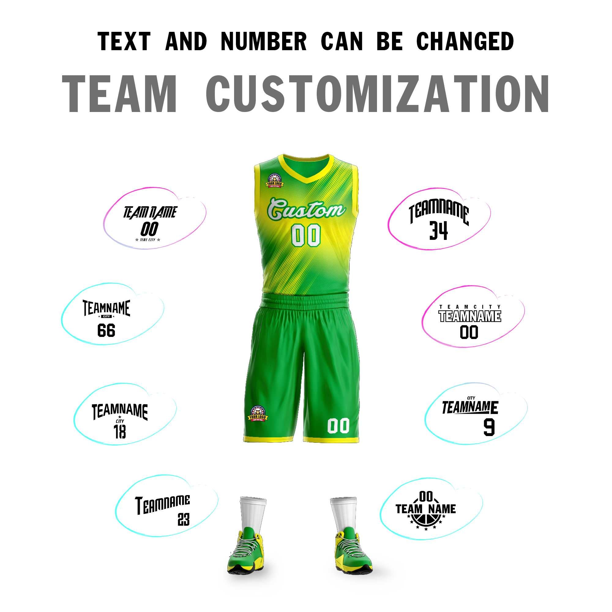 Custom Green White-Green Gradient Fashion Kits Slash Basketball Jersey
