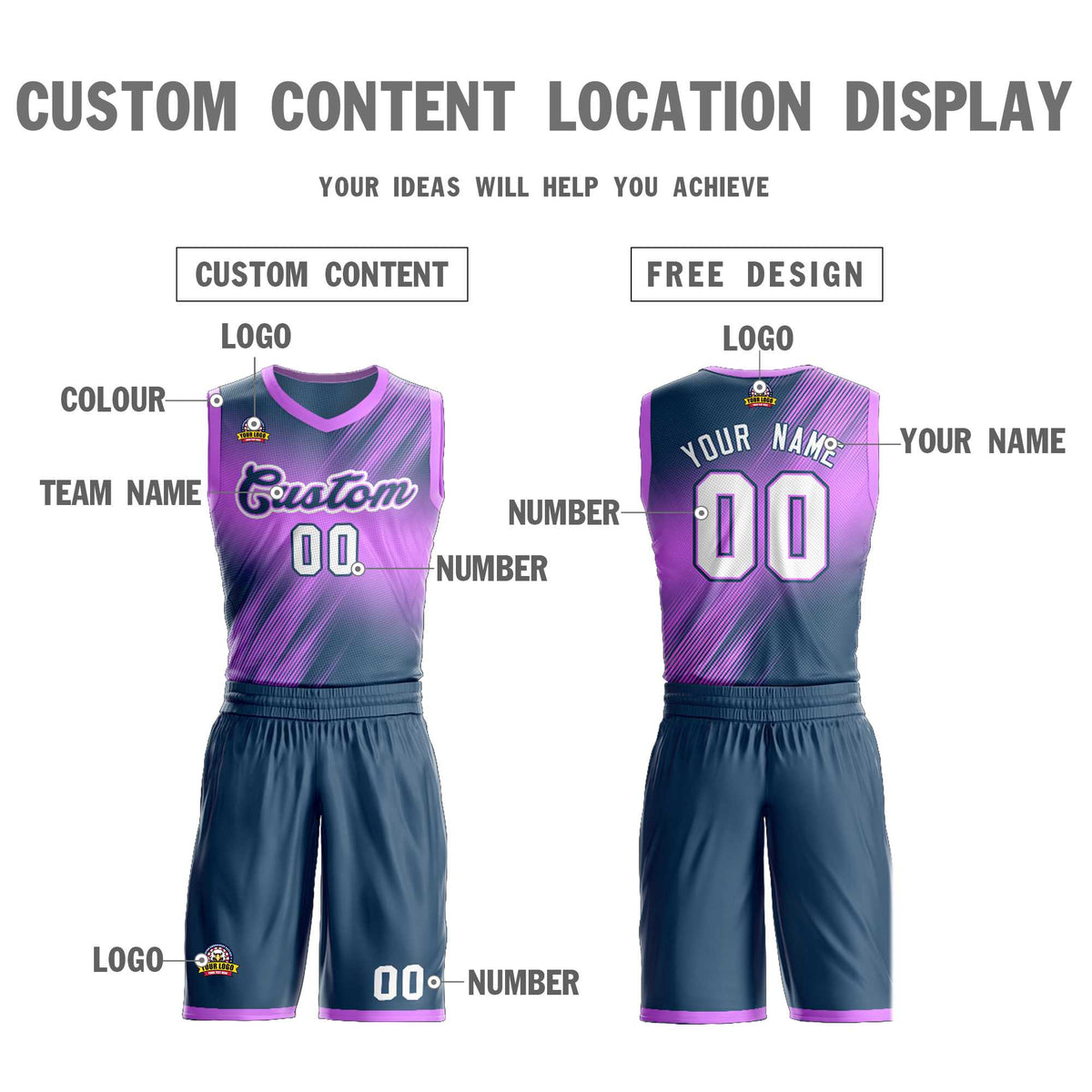 Custom Pink Navy-White Gradient Fashion Kits Slash Basketball Jersey
