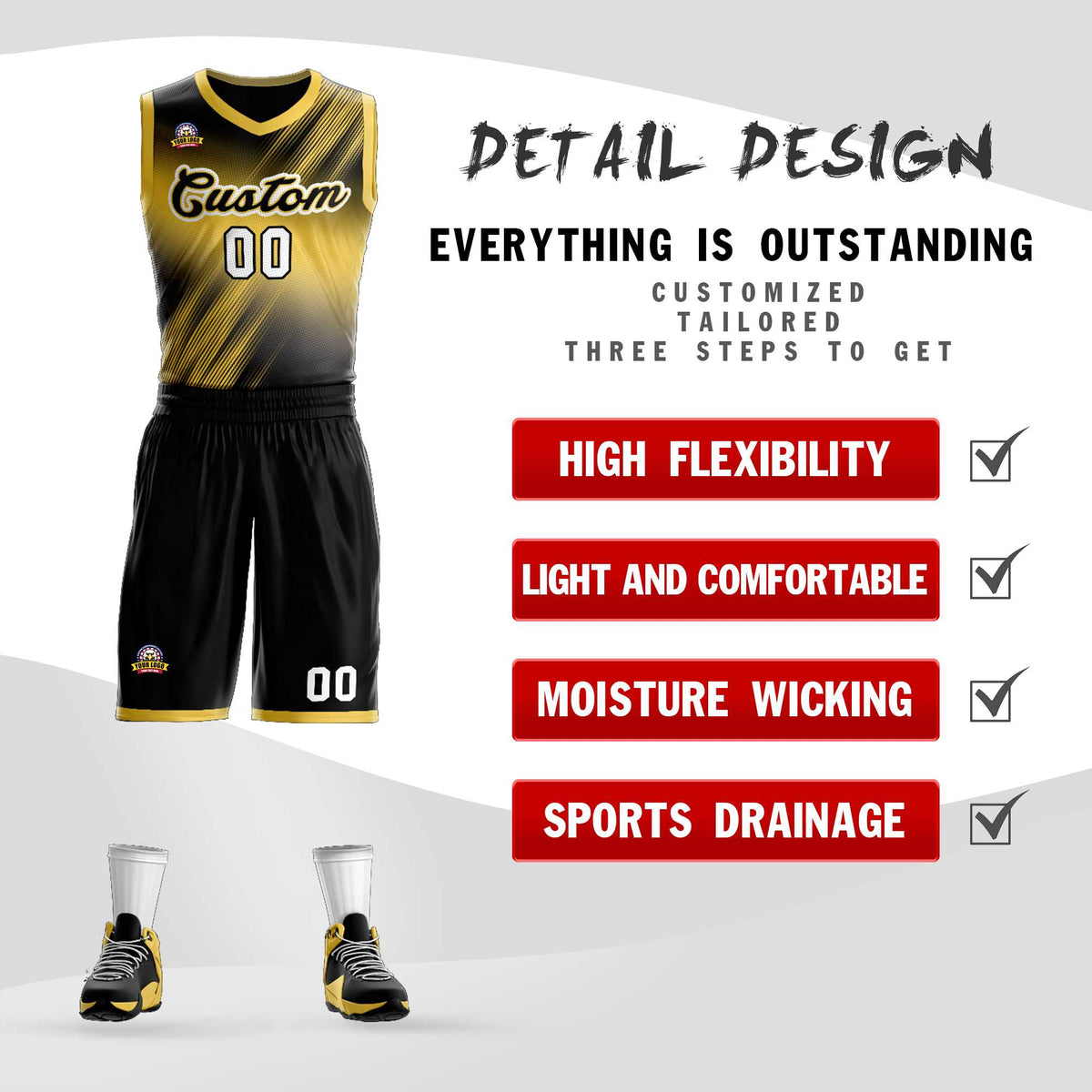 Custom Yellow Black-Yellow Gradient Fashion Kits Slash Basketball Jersey