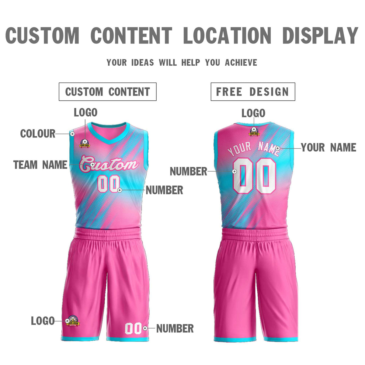 Custom Pink White-Pink Gradient Fashion Kits Slash Basketball Jersey
