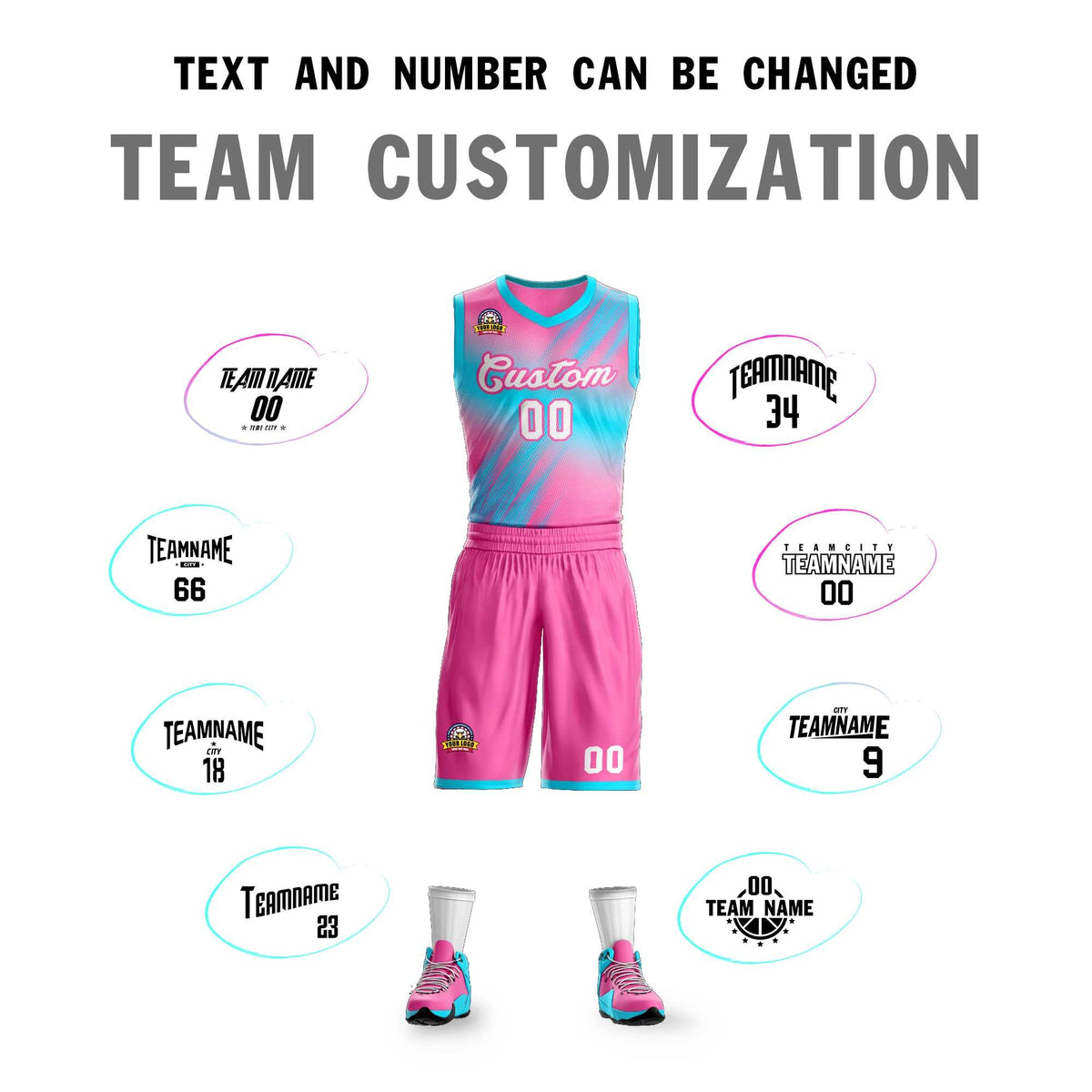 Custom Pink White-Pink Gradient Fashion Kits Slash Basketball Jersey
