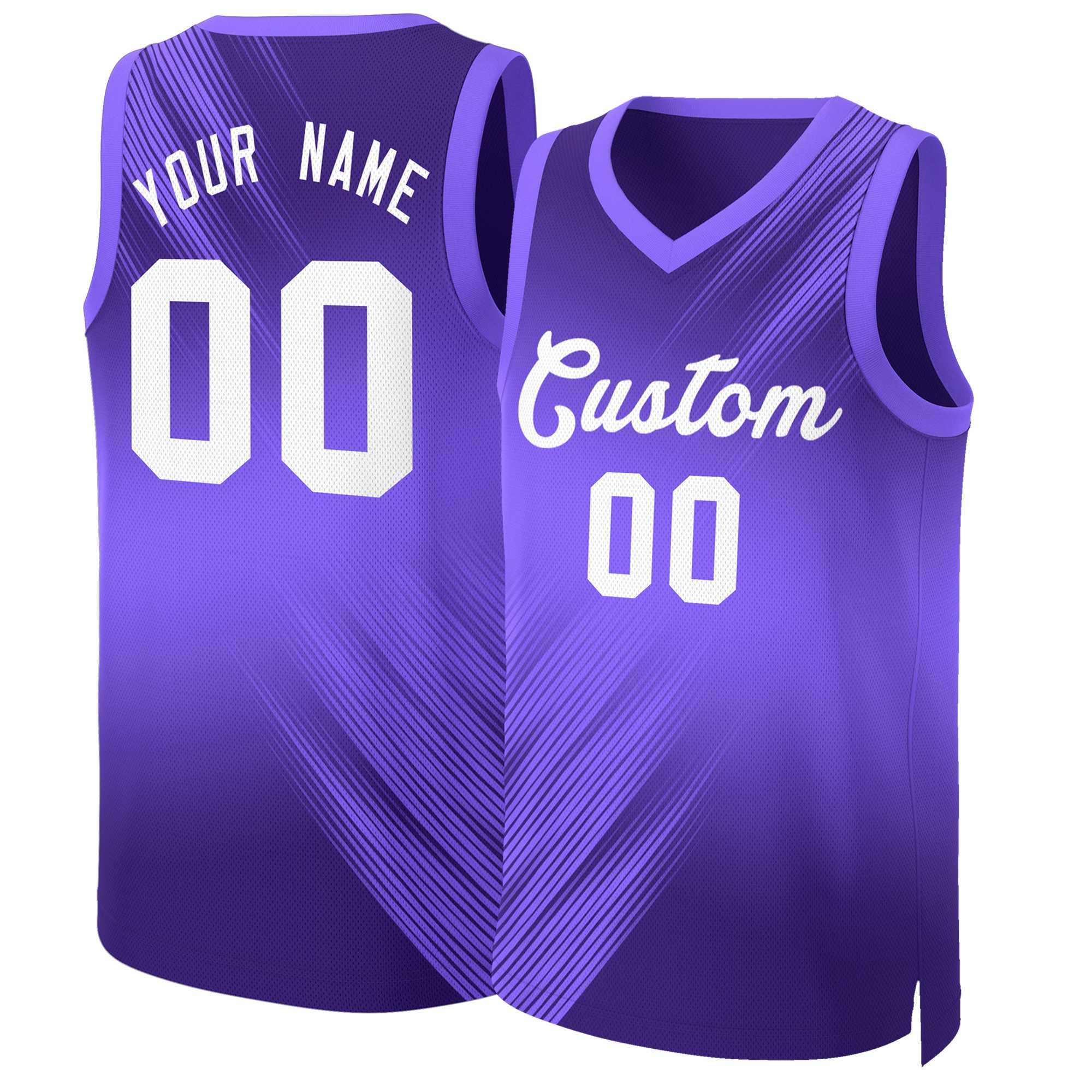 Maillot de basket-ball personnalisé dégradé violet et blanc