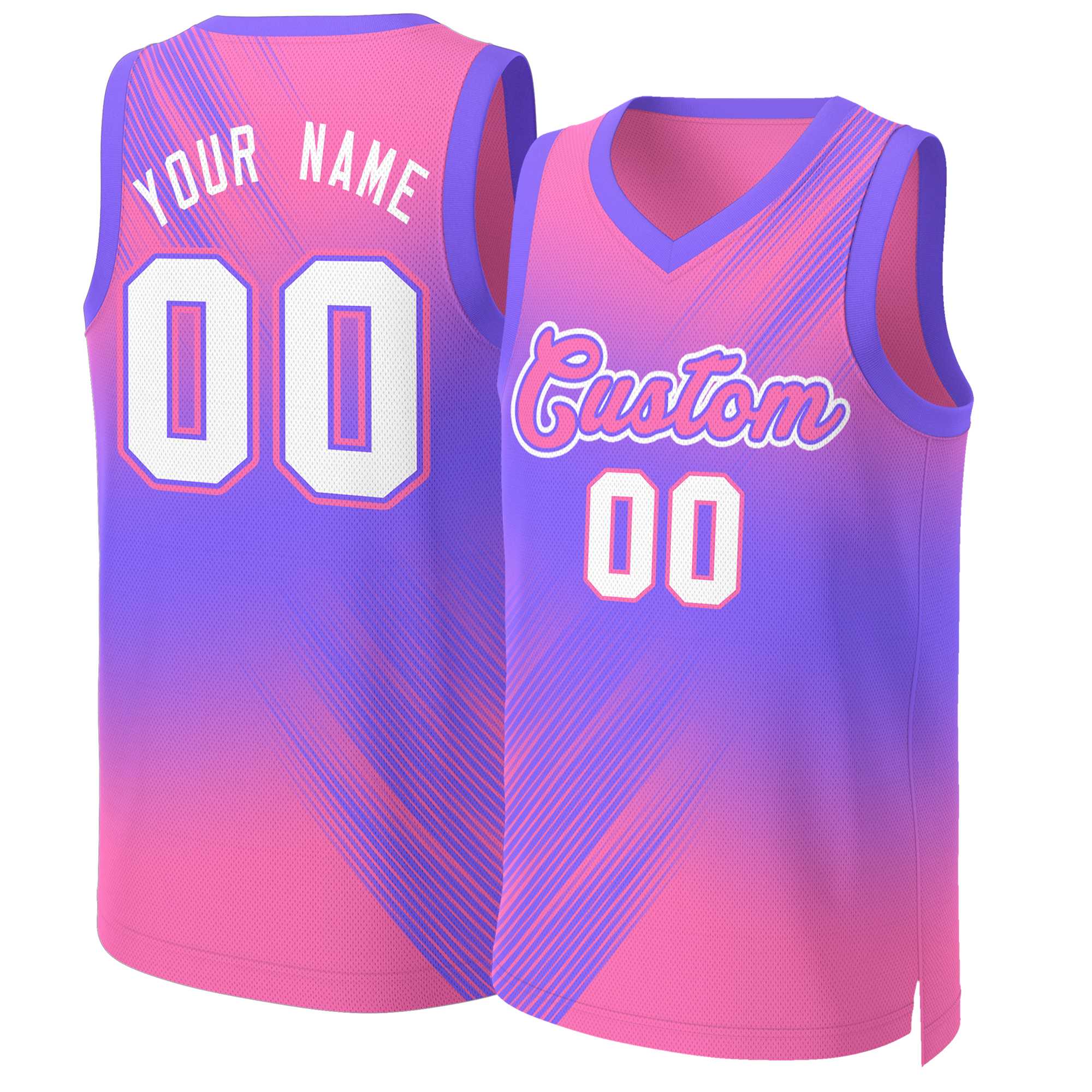 Maillot de basket-ball personnalisé dégradé rose-violet