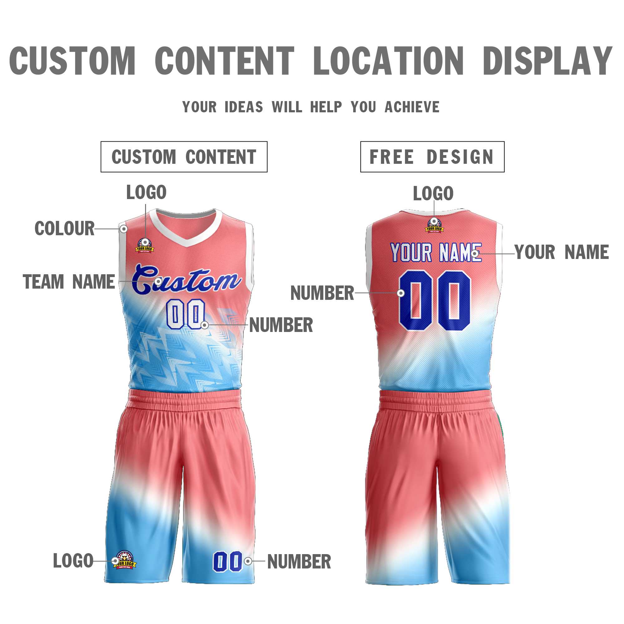 Custom Red Blue-Royal Gradient Fashion Kits Slash Basketball Jersey