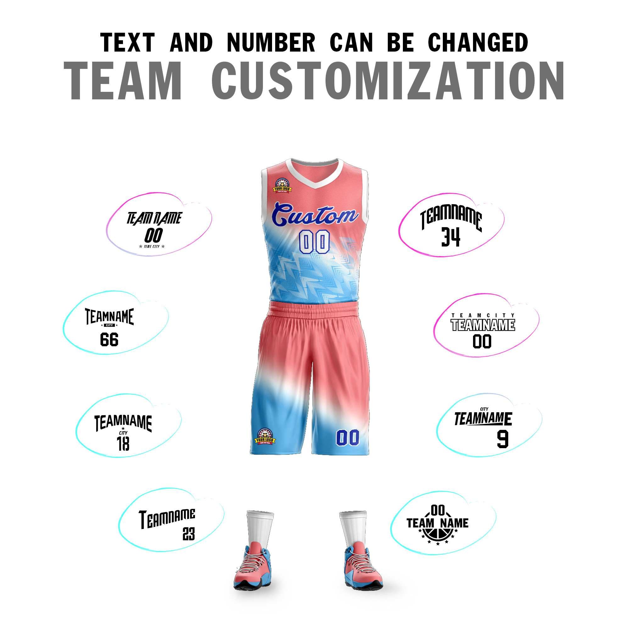 Custom Red Blue-Royal Gradient Fashion Kits Slash Basketball Jersey