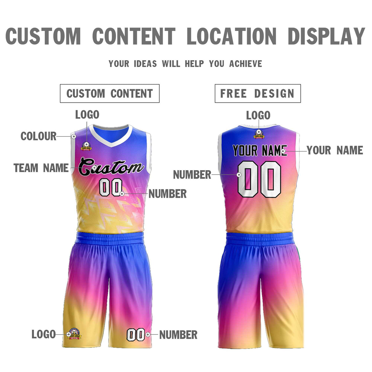 Custom Purple Yellow-Black Gradient Fashion Kits Slash Basketball Jersey