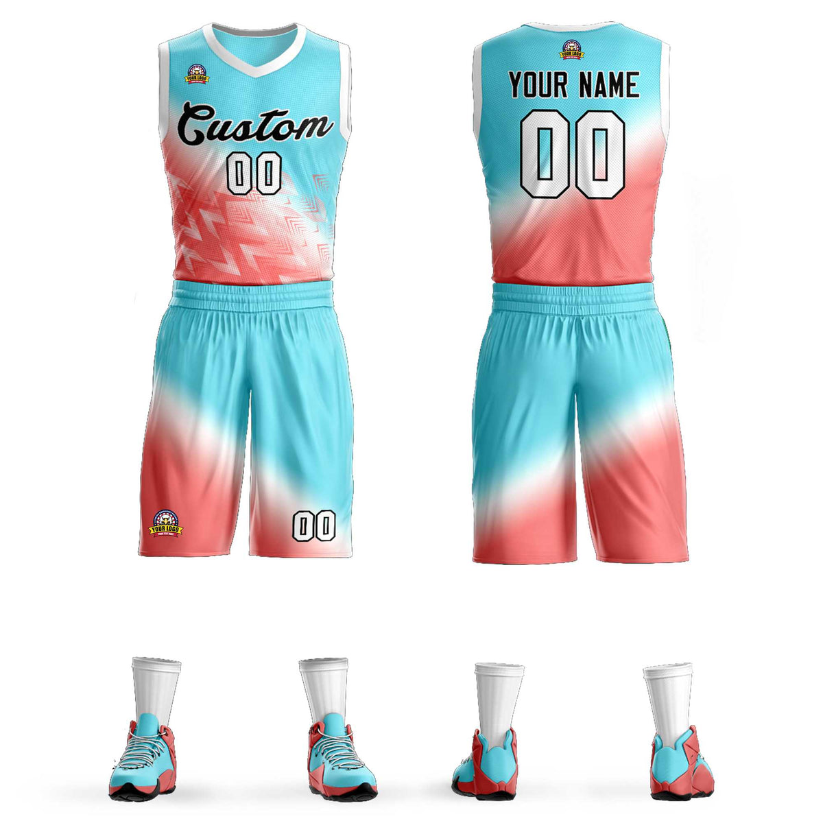 Maillot de basket-ball personnalisé dégradé rouge-noir Aqua Slash