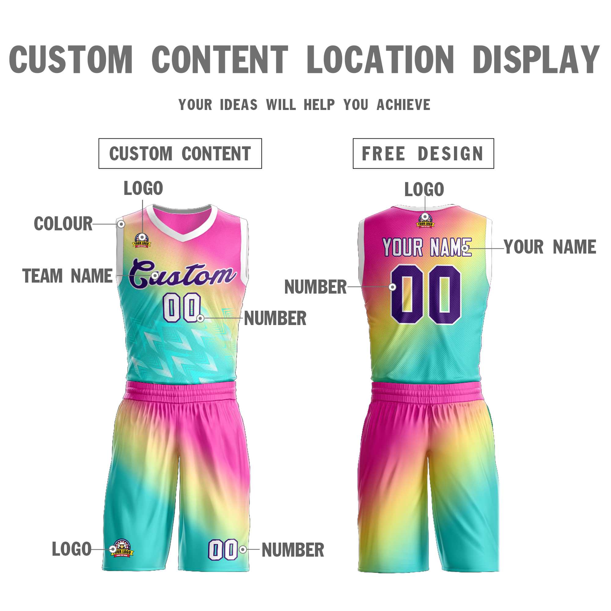 Custom Red Green-Purple Gradient Fashion Kits Slash Basketball Jersey