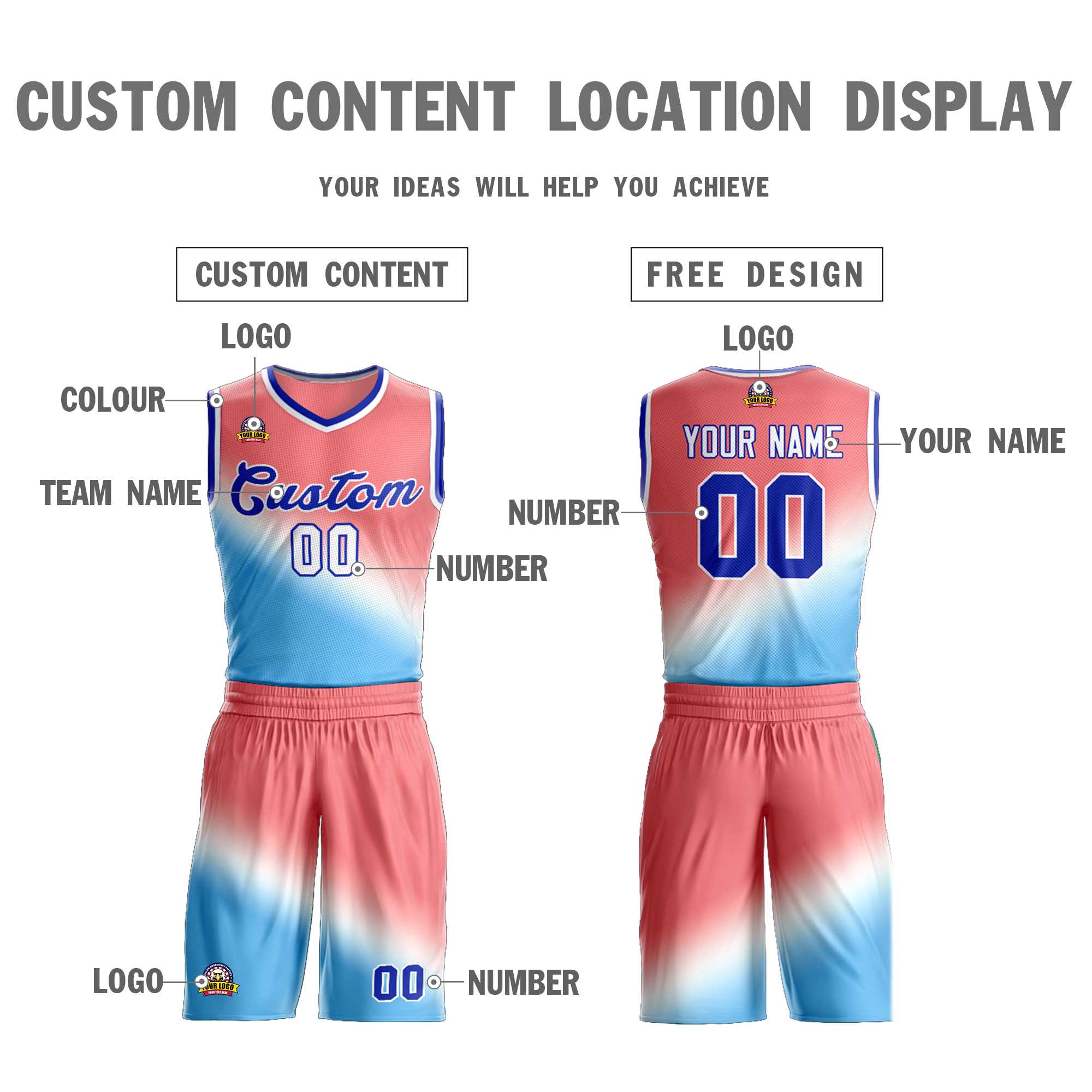 Custom Red Blue-Royal Gradient Fashion Kits Slash Basketball Jersey