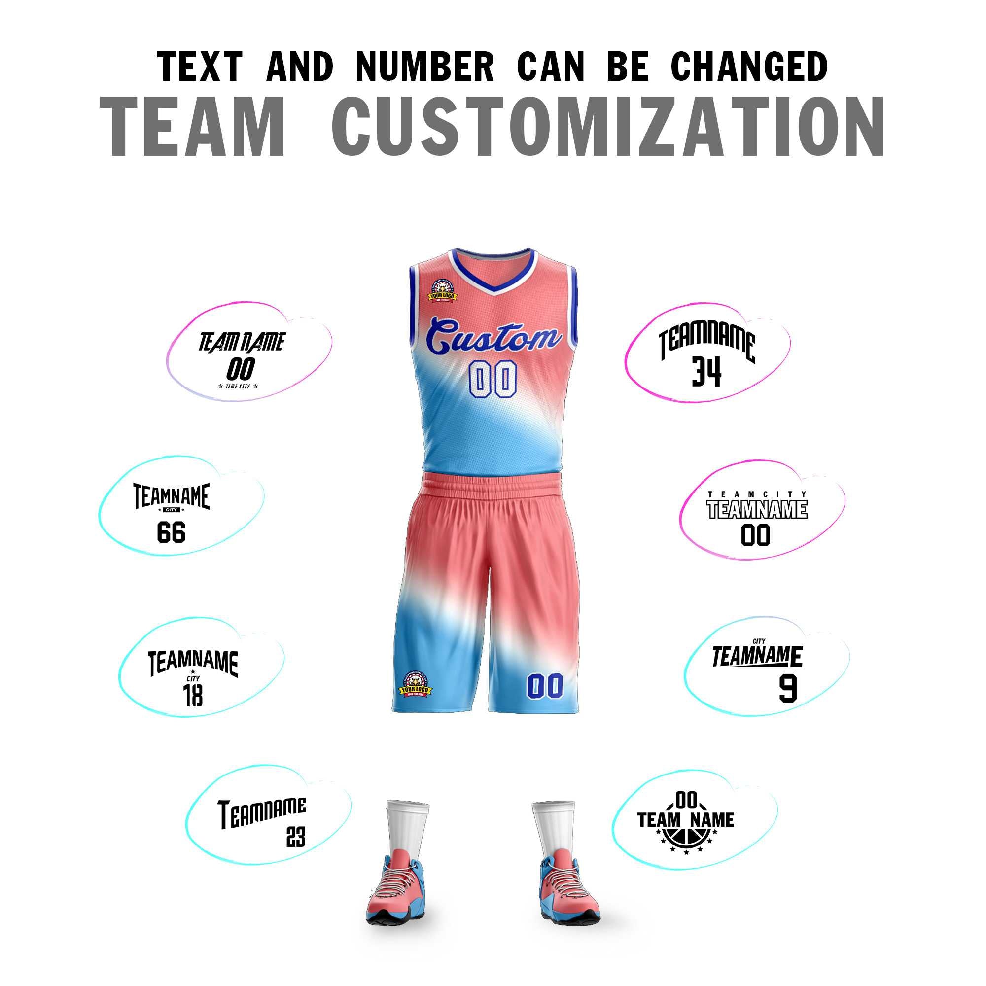 Custom Red Blue-Royal Gradient Fashion Kits Slash Basketball Jersey
