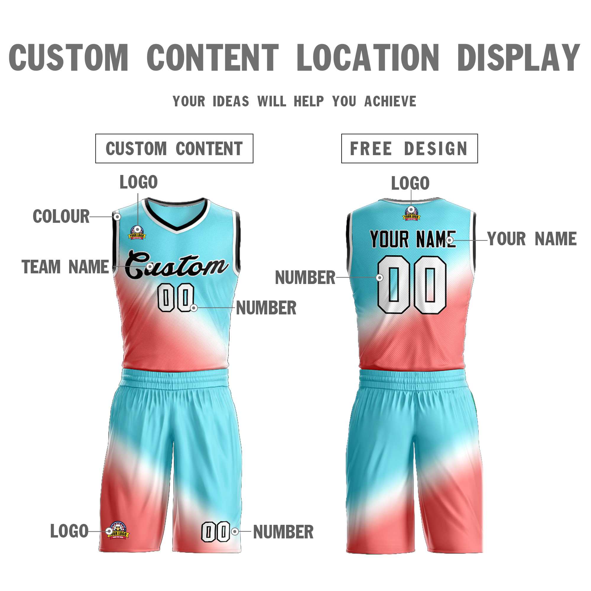 Custom Aqua Red-Black Gradient Fashion Kits Slash Basketball Jersey