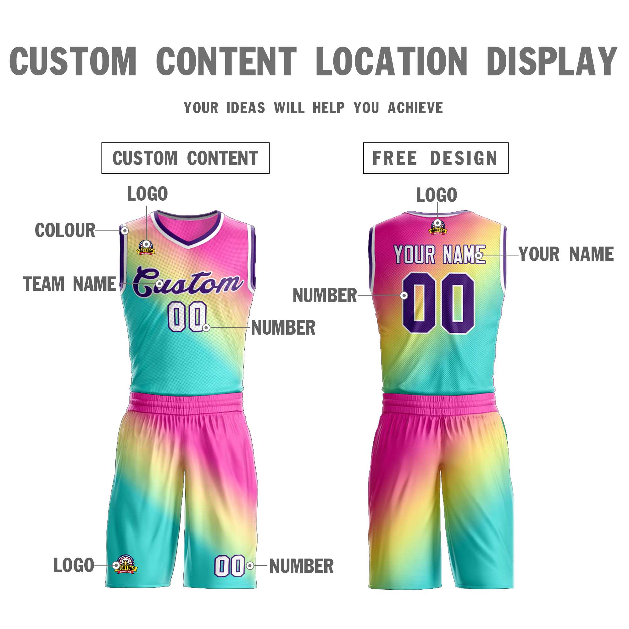 Custom Red Green-Purple Gradient Fashion Kits Slash Basketball Jersey