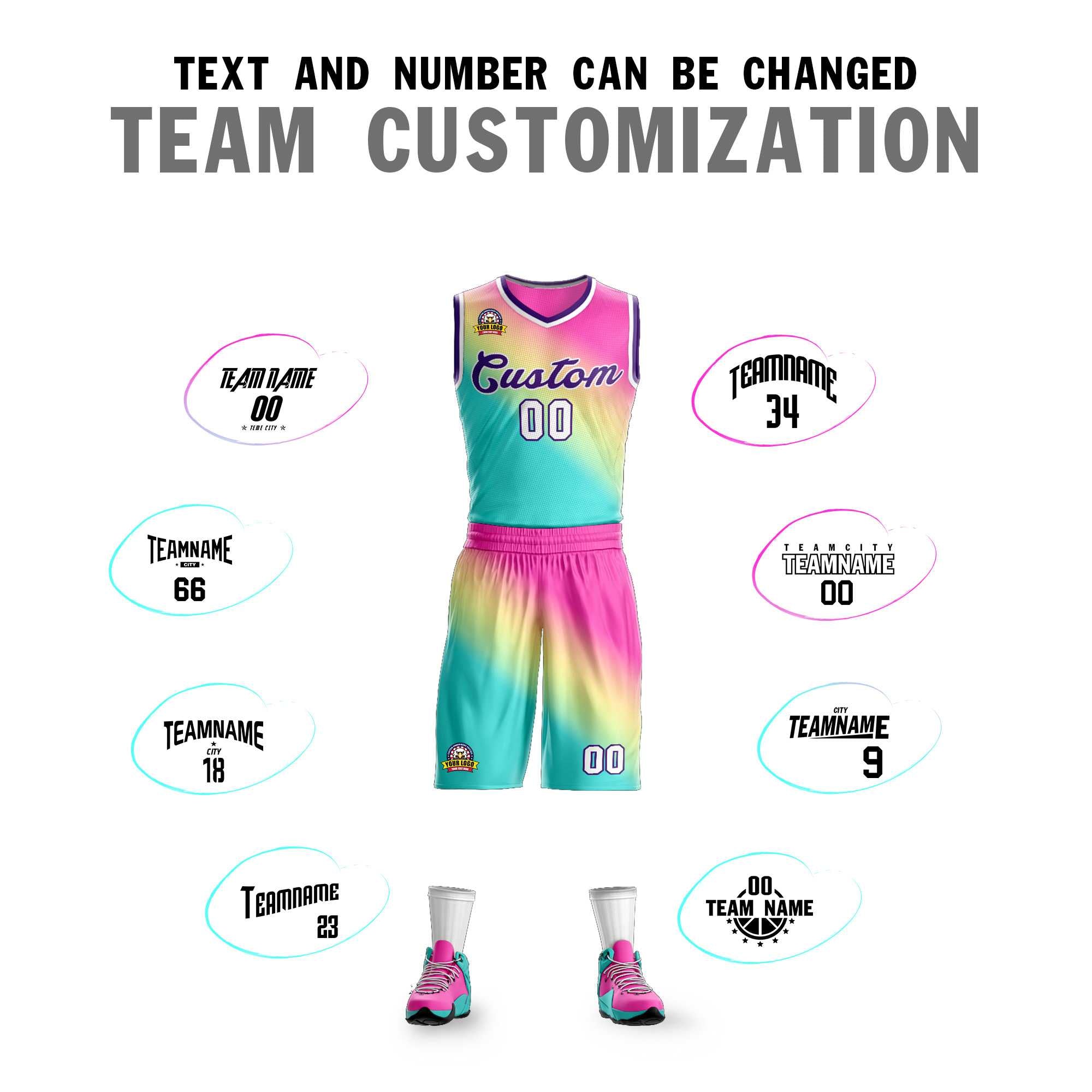 Custom Red Green-Purple Gradient Fashion Kits Slash Basketball Jersey