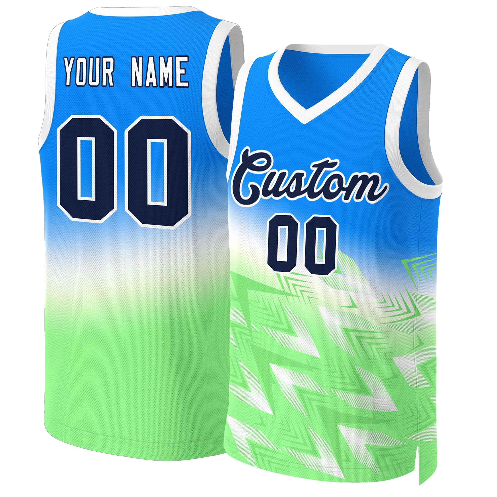 Maillot de basket-ball personnalisé dégradé bleu vert-noir