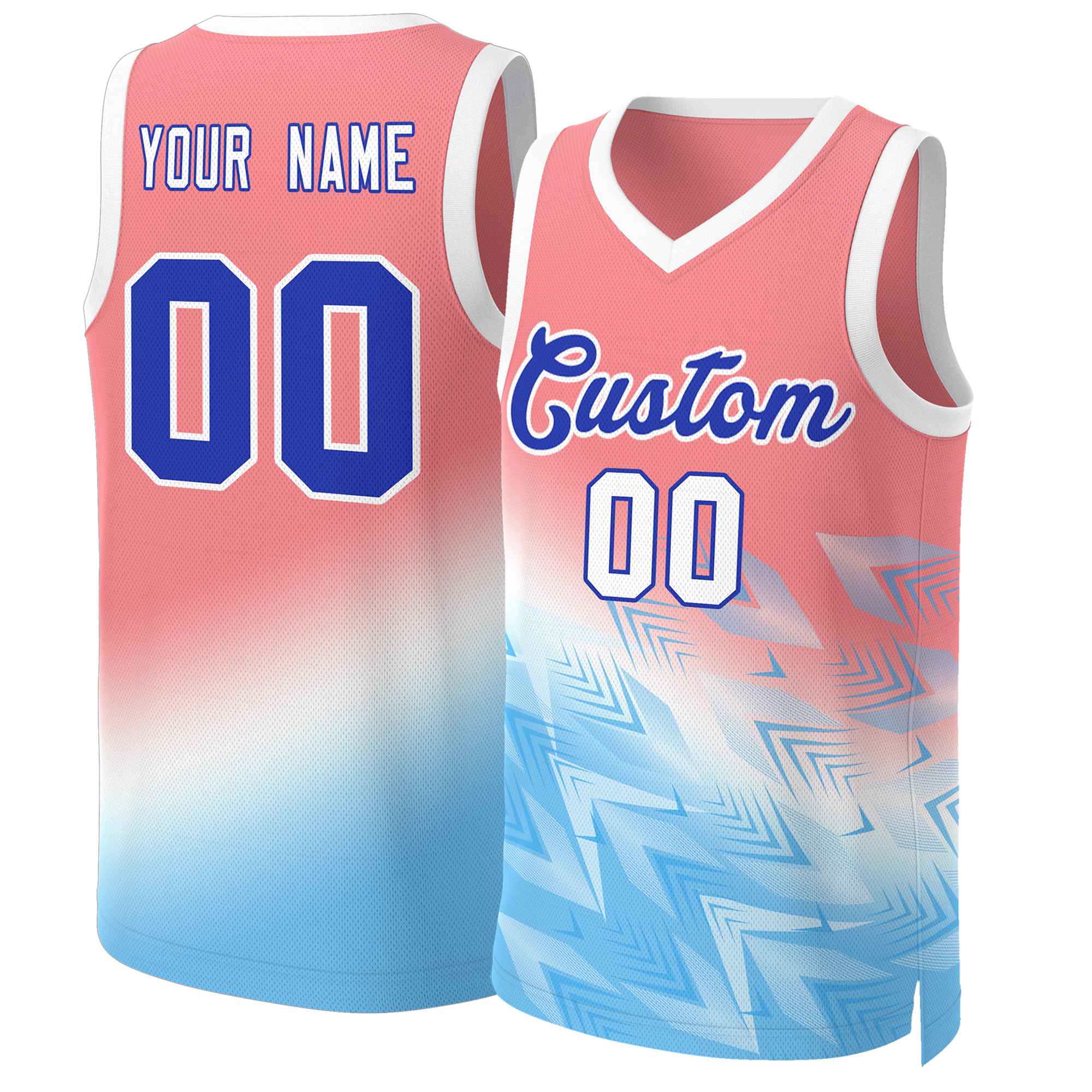 Maillot de basket-ball personnalisé dégradé rouge bleu-royal