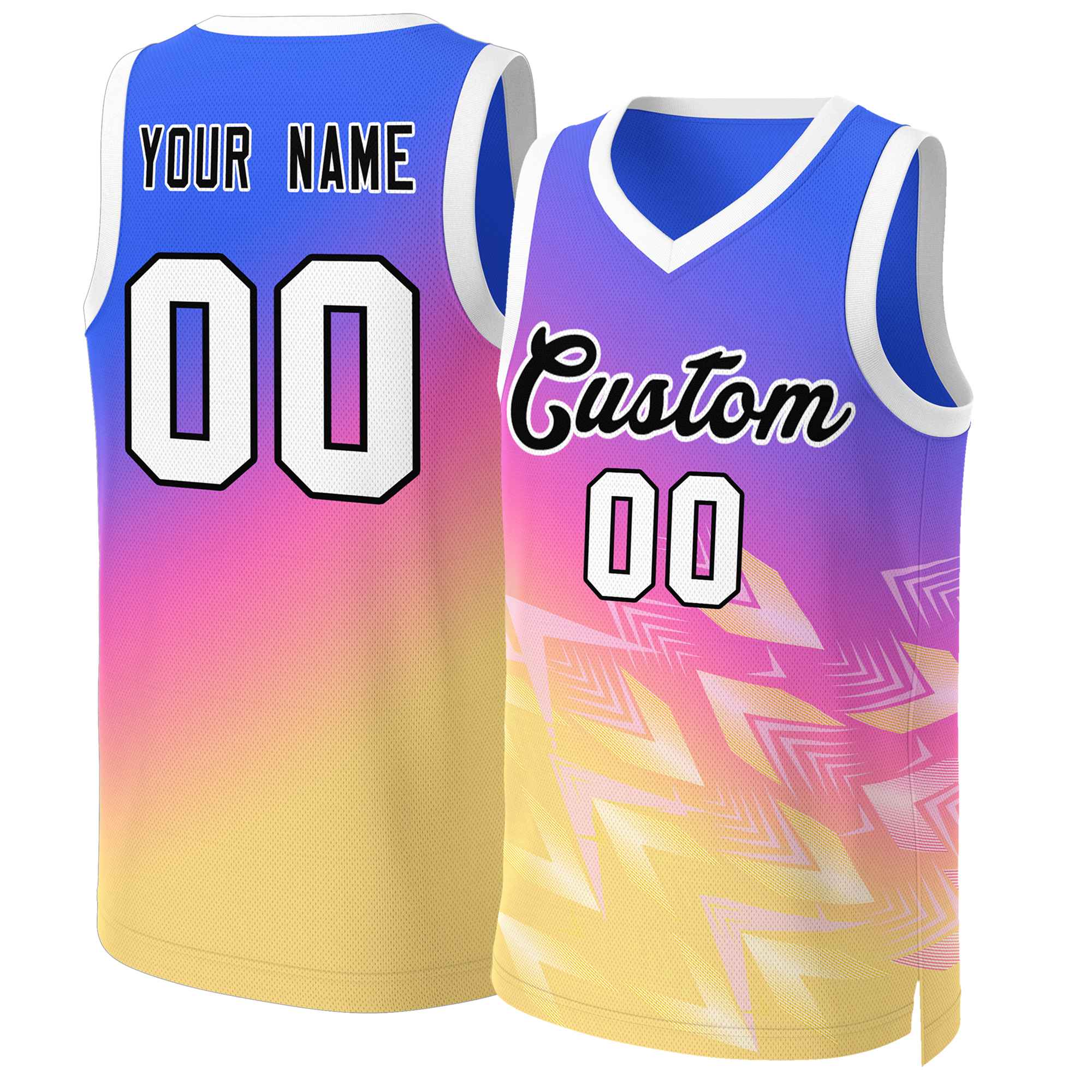 Maillot de basket-ball personnalisé dégradé violet jaune-noir