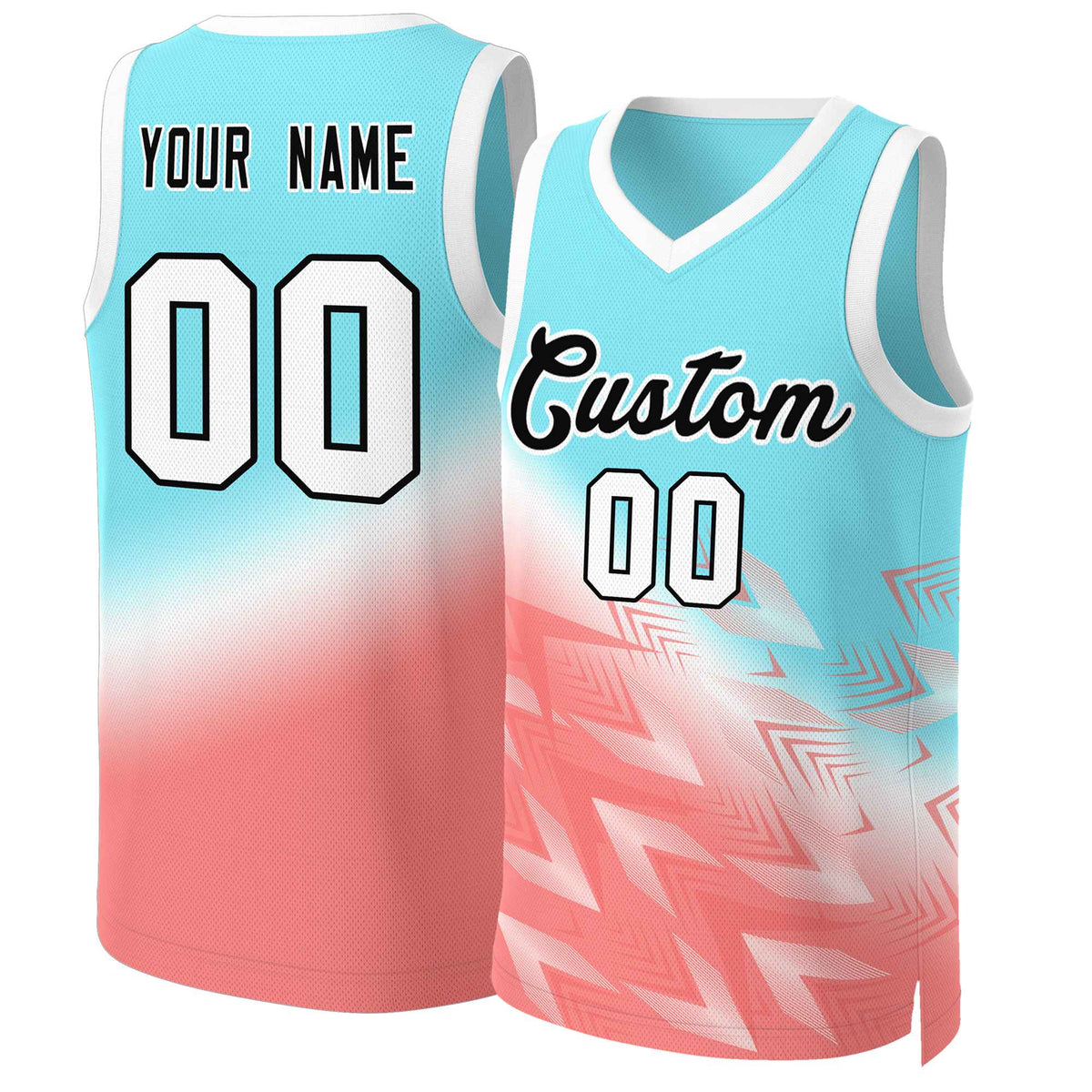 Maillot de basket-ball personnalisé dégradé rouge-noir Aqua