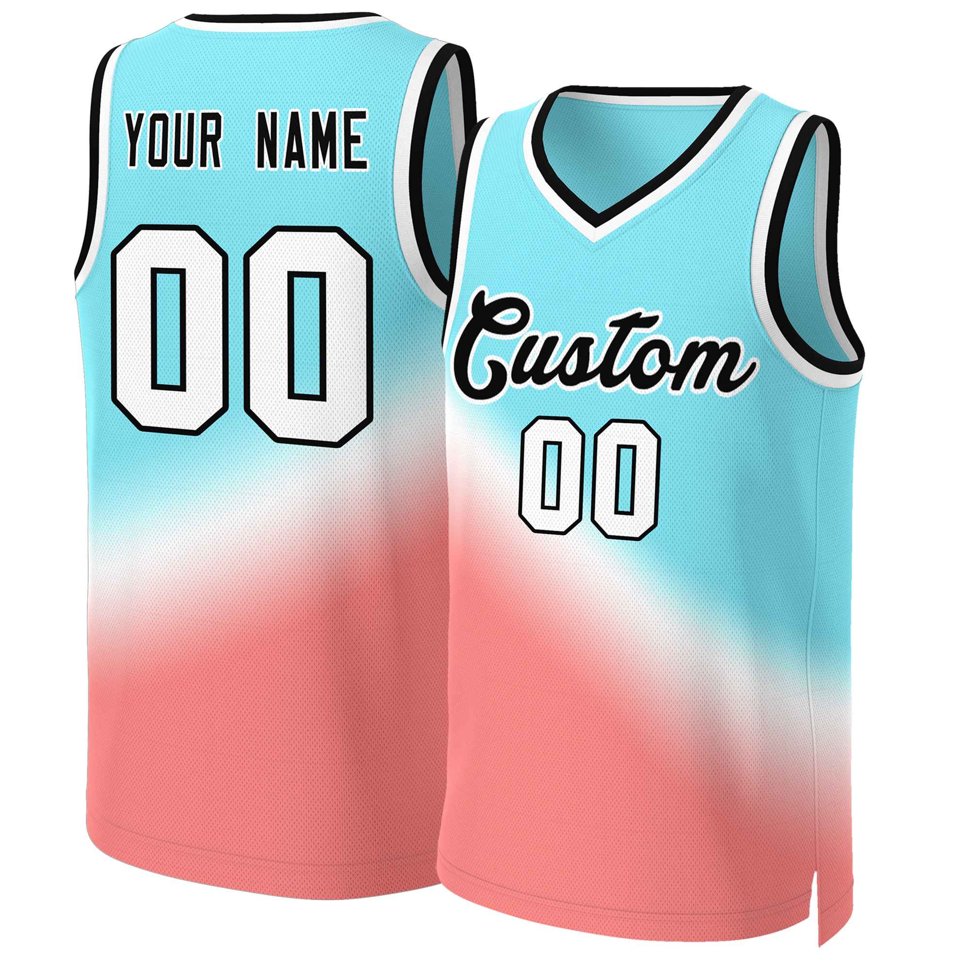 Maillot de basket-ball personnalisé dégradé rouge-noir Aqua