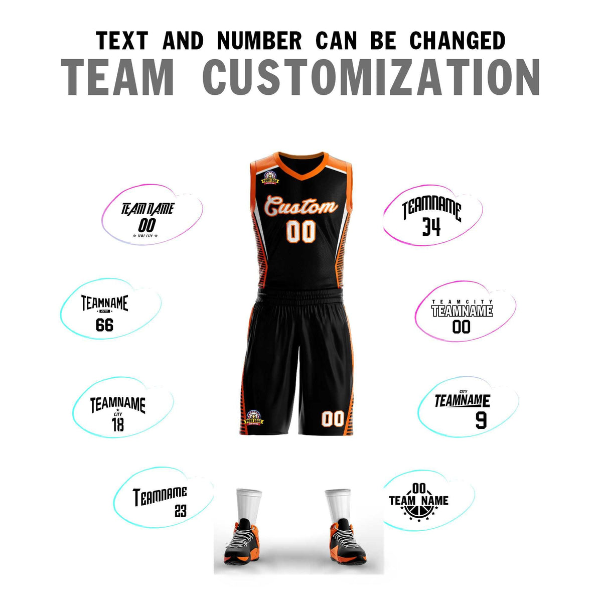 Custom Black White-Orange Classic Kits Mesh Basketball Jersey