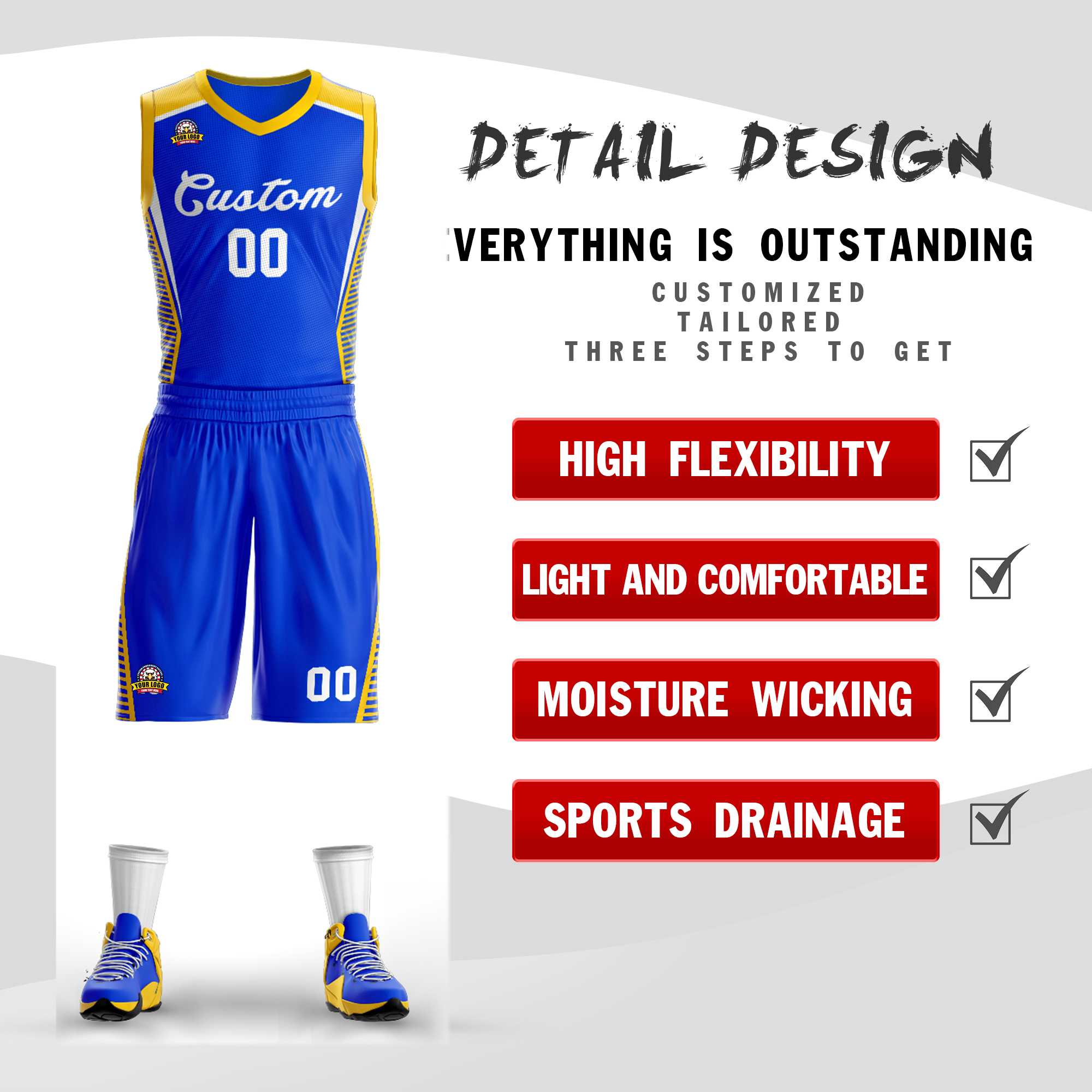Custom Royal White Classic Kits Mesh Basketball Jersey