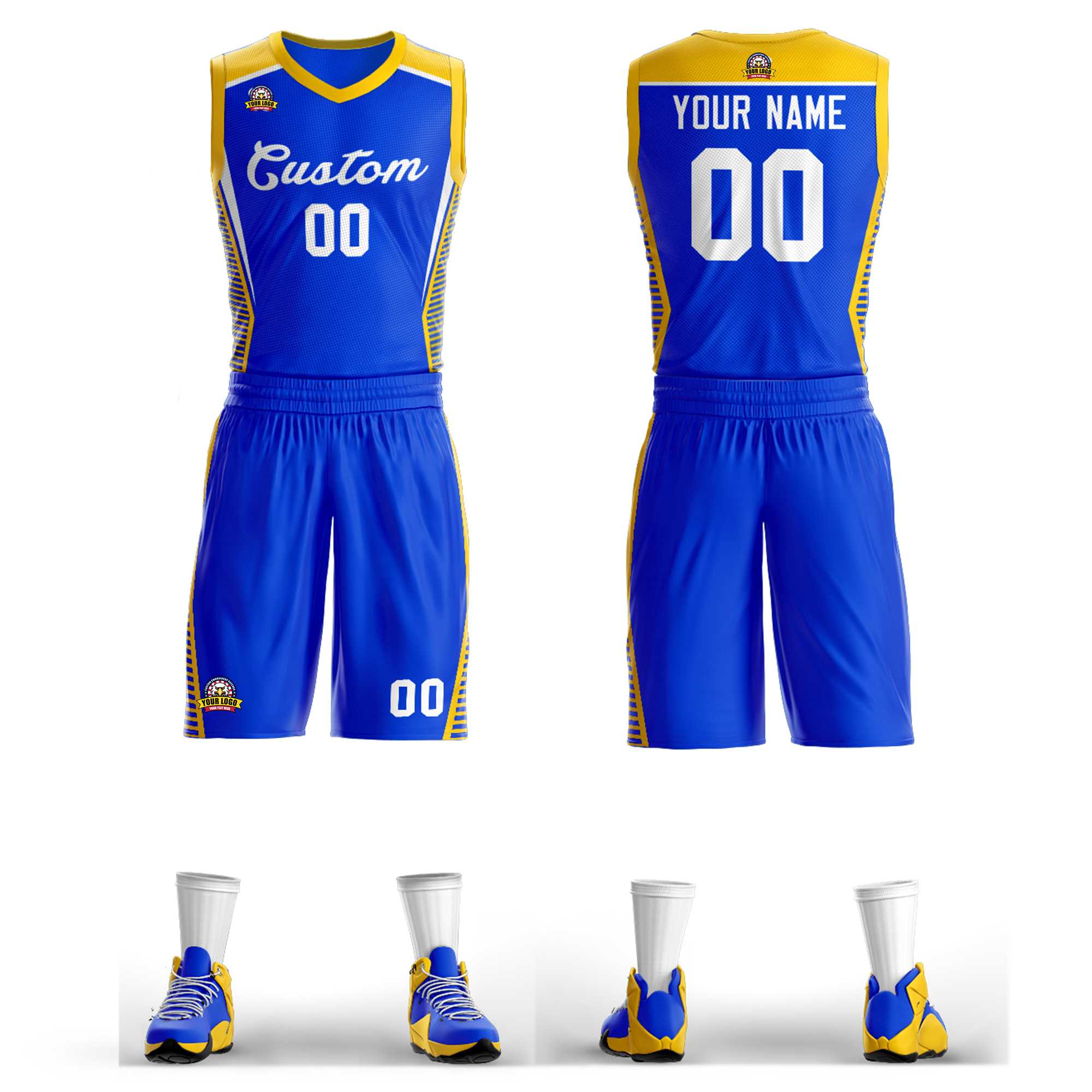 Custom Royal White Classic Kits Mesh Basketball Jersey