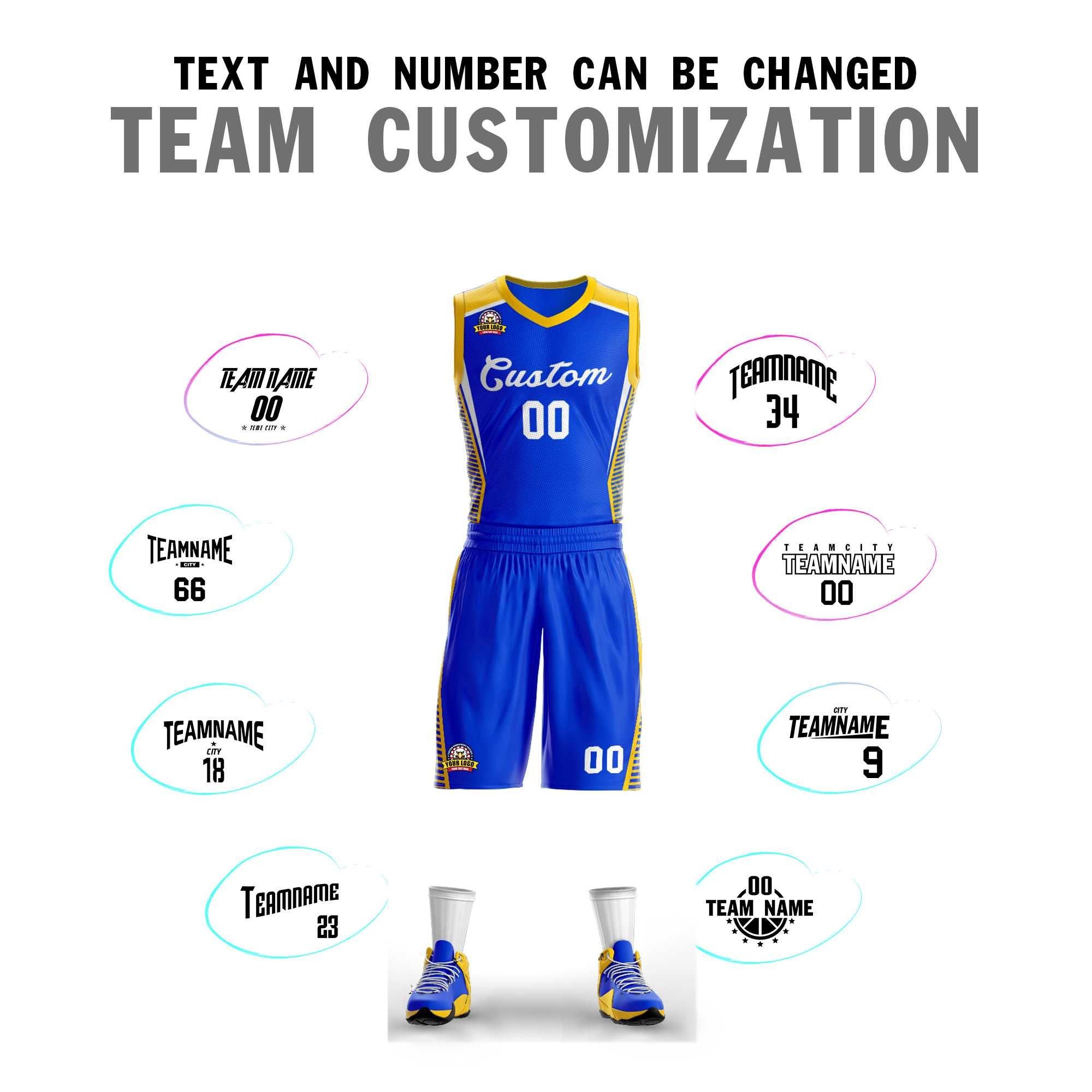 Custom Royal White Classic Kits Mesh Basketball Jersey