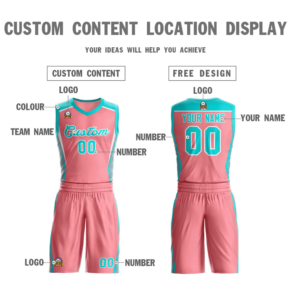 Custom Light Pink Aqua-White Classic Kits Mesh Basketball Jersey