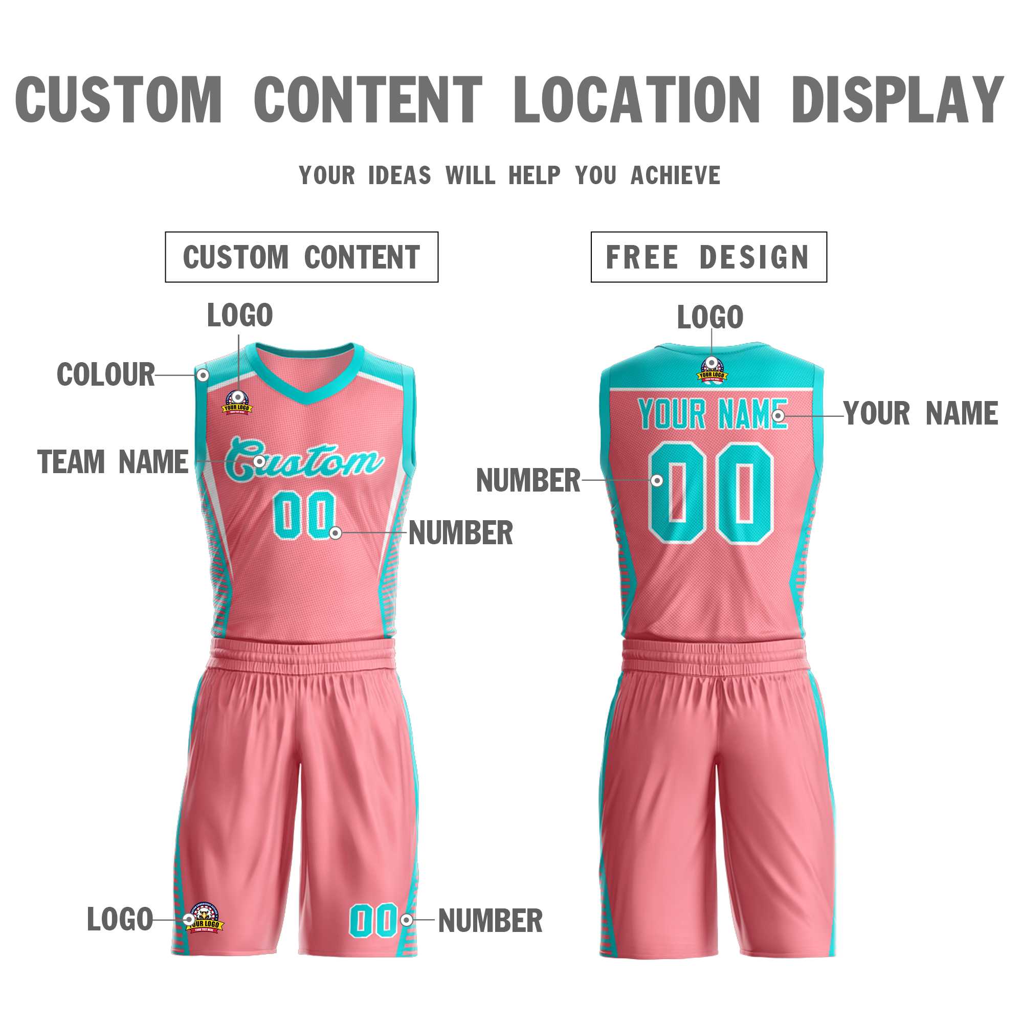 Custom Light Pink Aqua-White Classic Kits Mesh Basketball Jersey