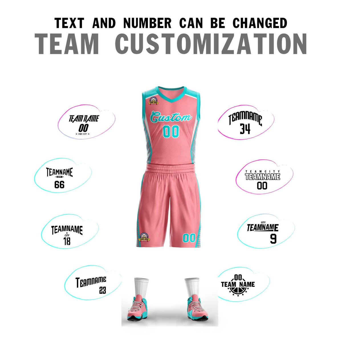 Custom Light Pink Aqua-White Classic Kits Mesh Basketball Jersey